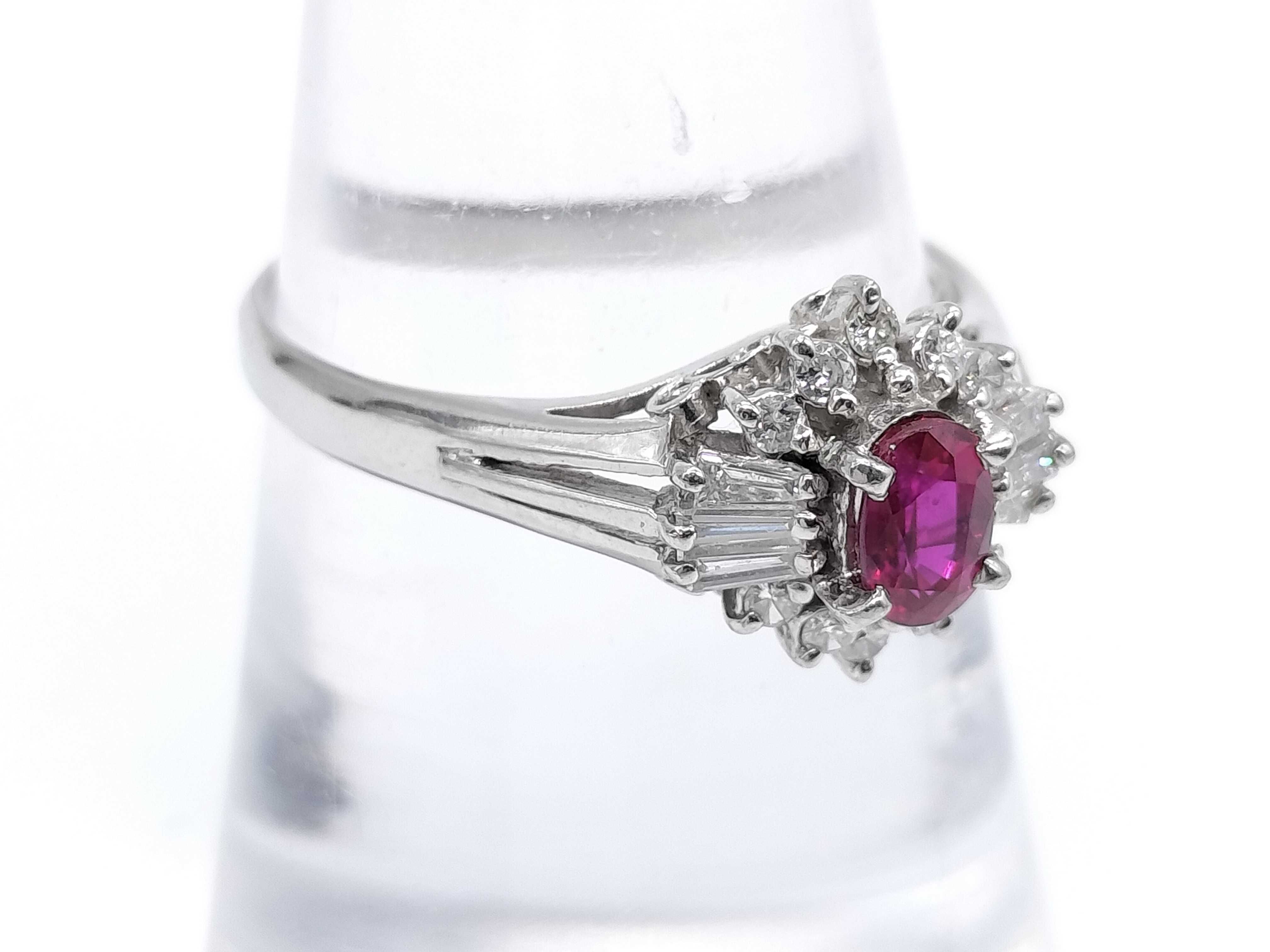 Platinum Ruby and Diamond Cocktail Ring