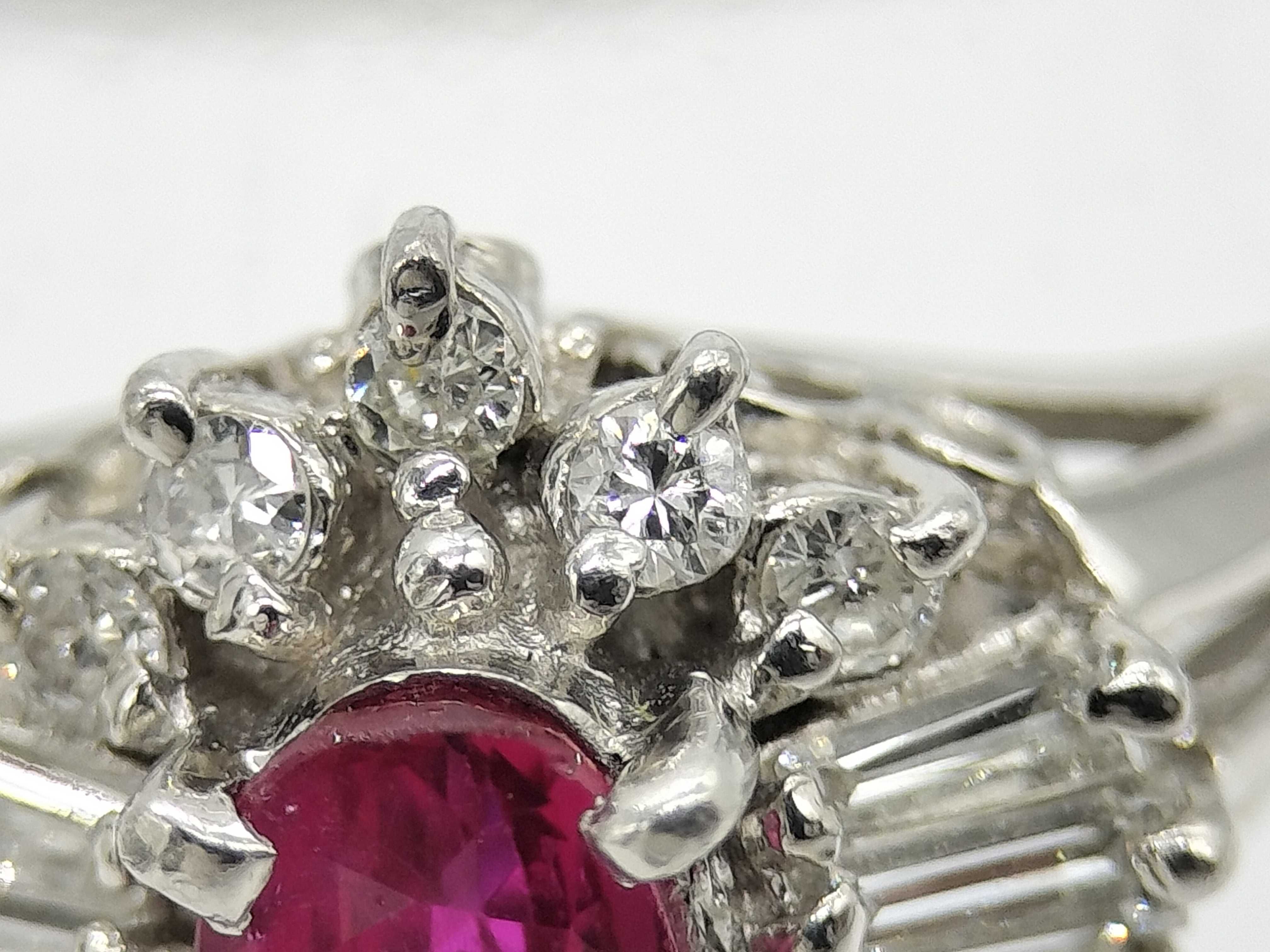 Platinum Ruby and Diamond Cocktail Ring
