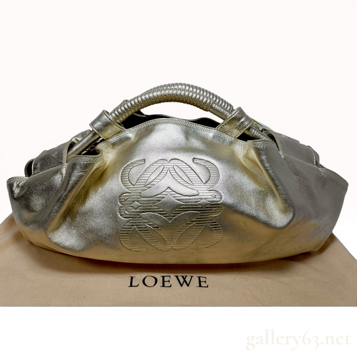 LOEWE Napa Aire Metallic Leather Anagram Handbag