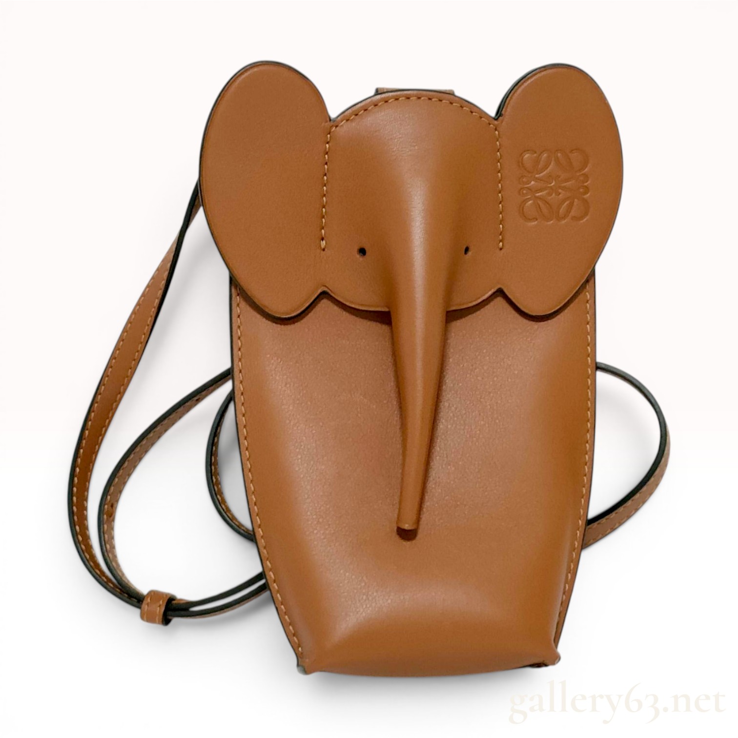 Loewe Tan Calfskin Leather Elephant Pocket Crossbody Bag