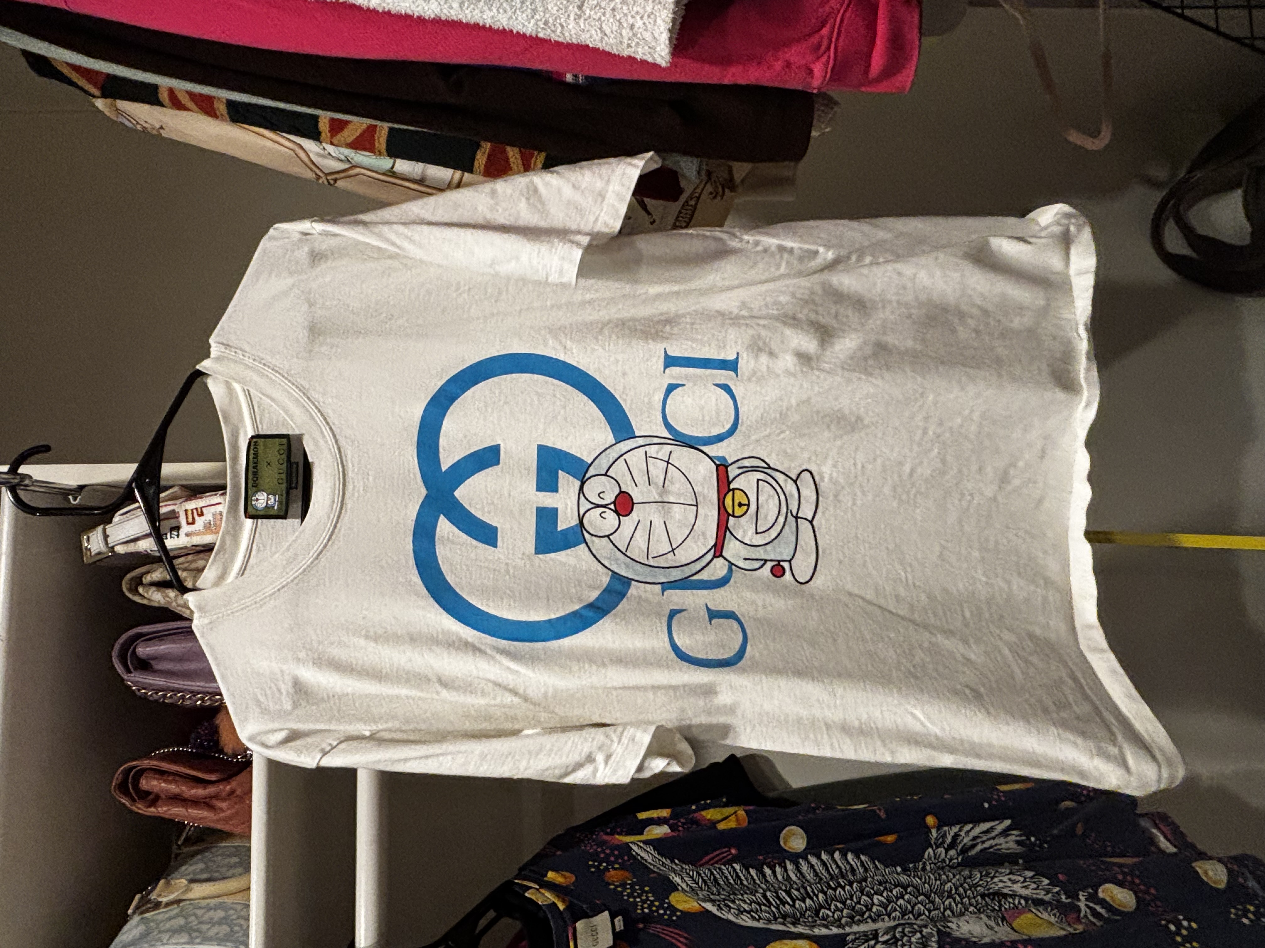 Gucci x Doraemon Collaboration White Cotton Graphic T-Shirt