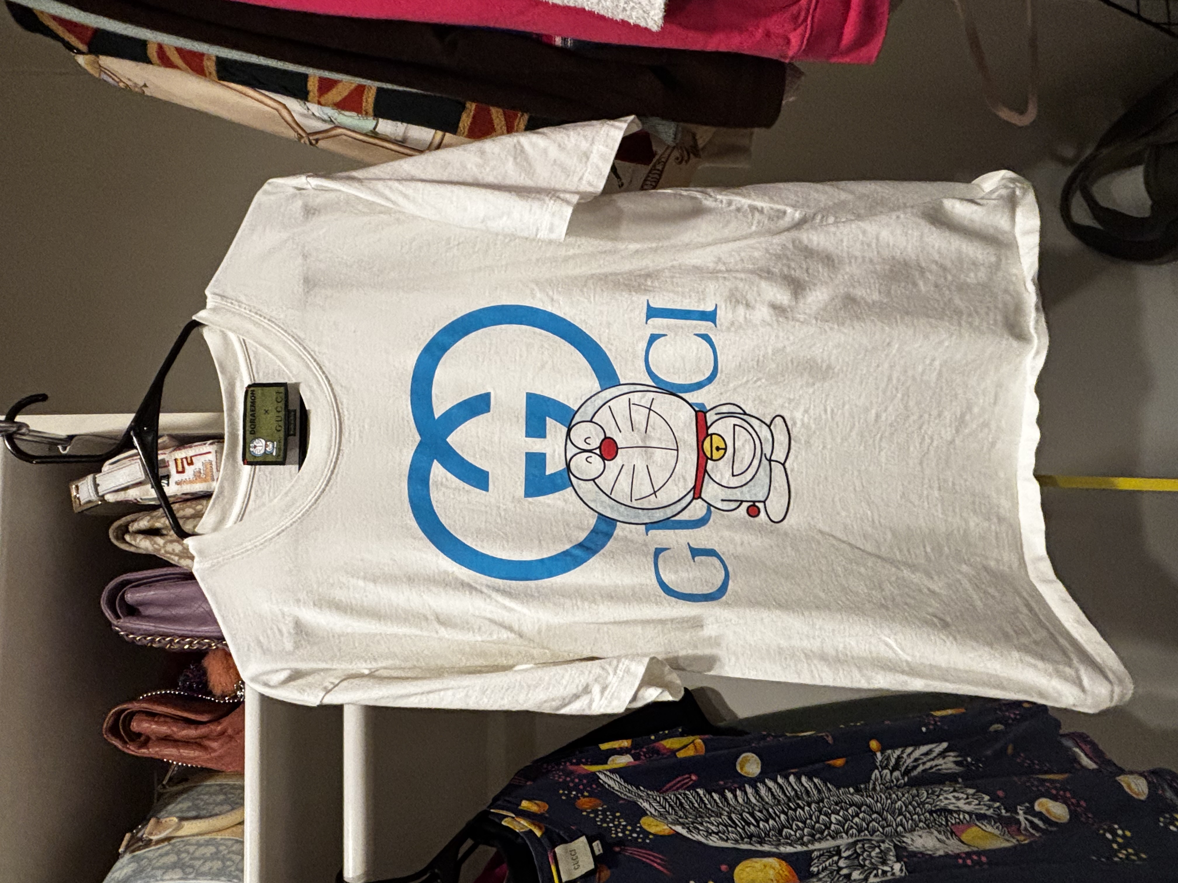 Gucci x Doraemon Collaboration White Cotton Graphic T-Shirt