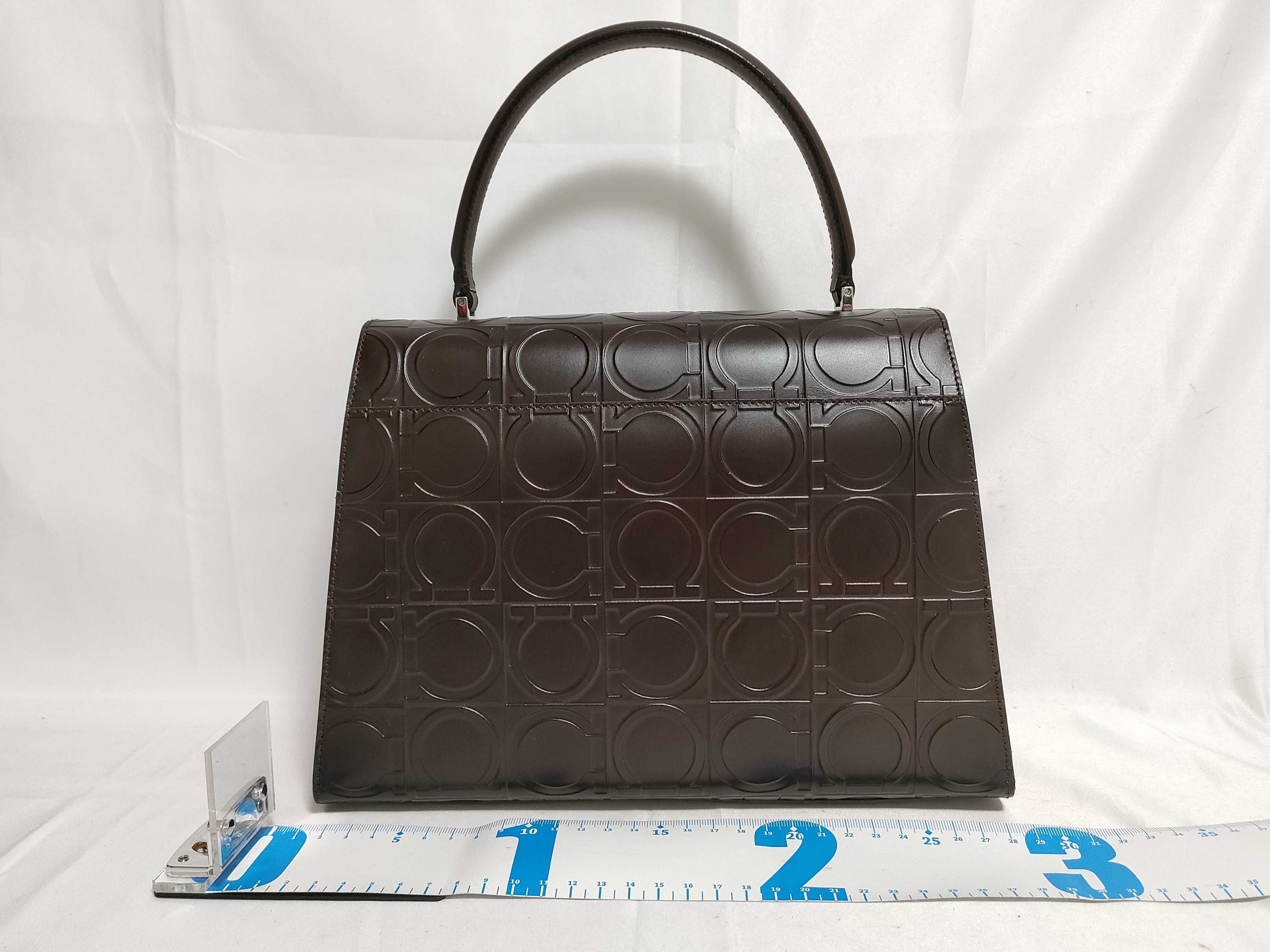 Salvatore Ferragamo Gancini Embossed Leather Top-Handle Satchel Bag Model AX-21 0855