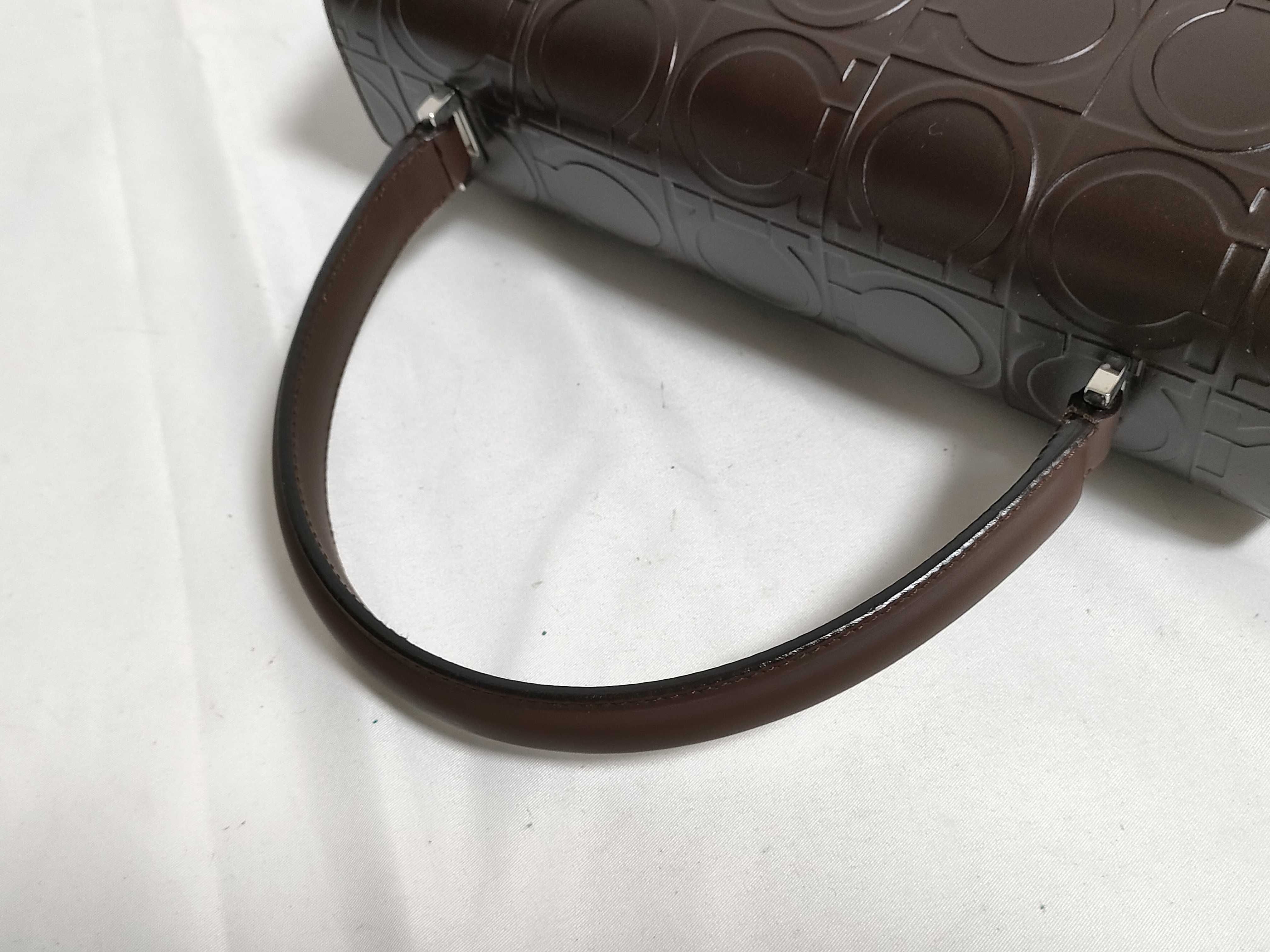 Salvatore Ferragamo Gancini Embossed Leather Top-Handle Satchel Bag Model AX-21 0855