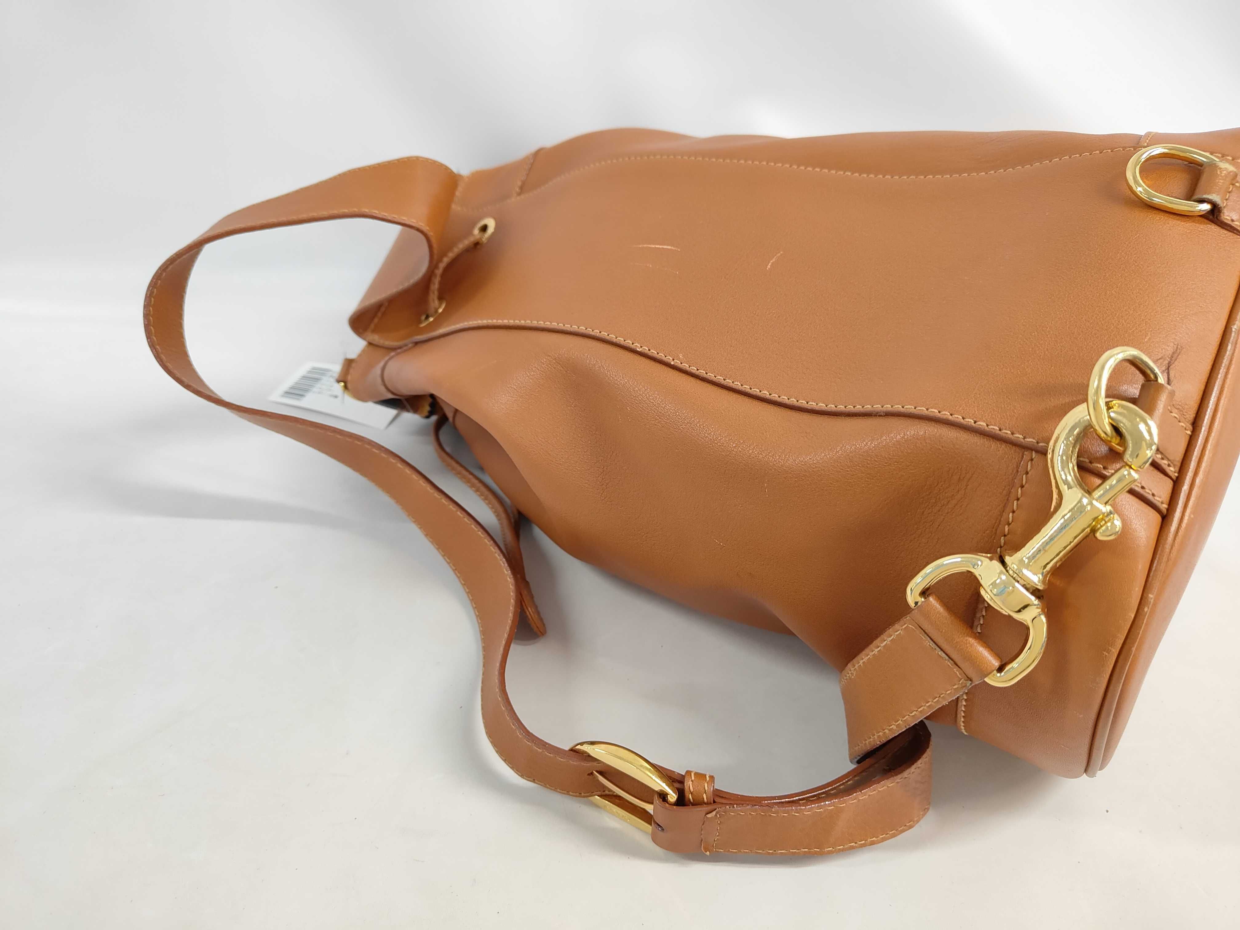 Gucci Vintage Bamboo Leather Drawstring Bucket Backpack