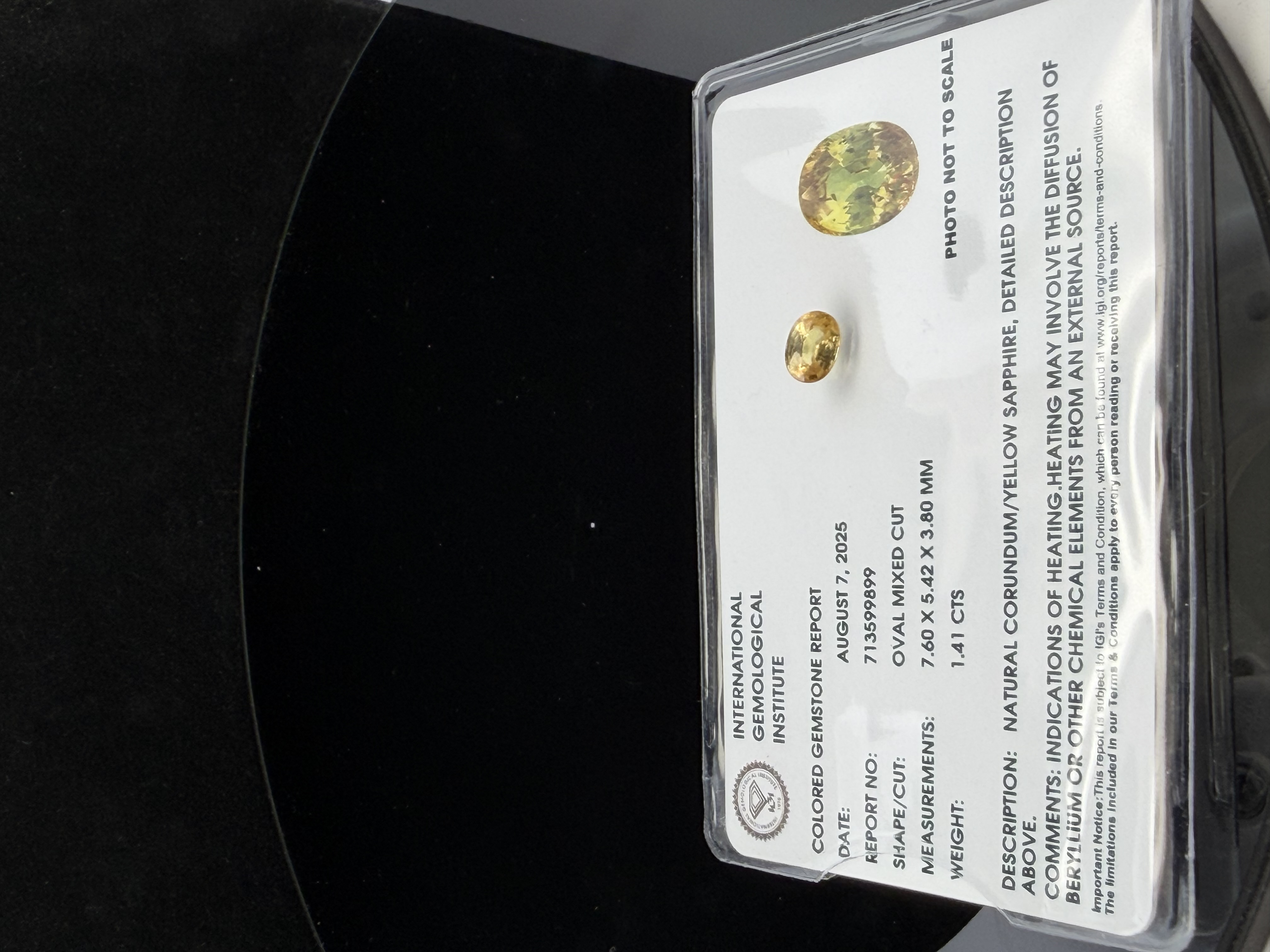 1.41 Carat Loose Certified Natural Yellow Sapphire