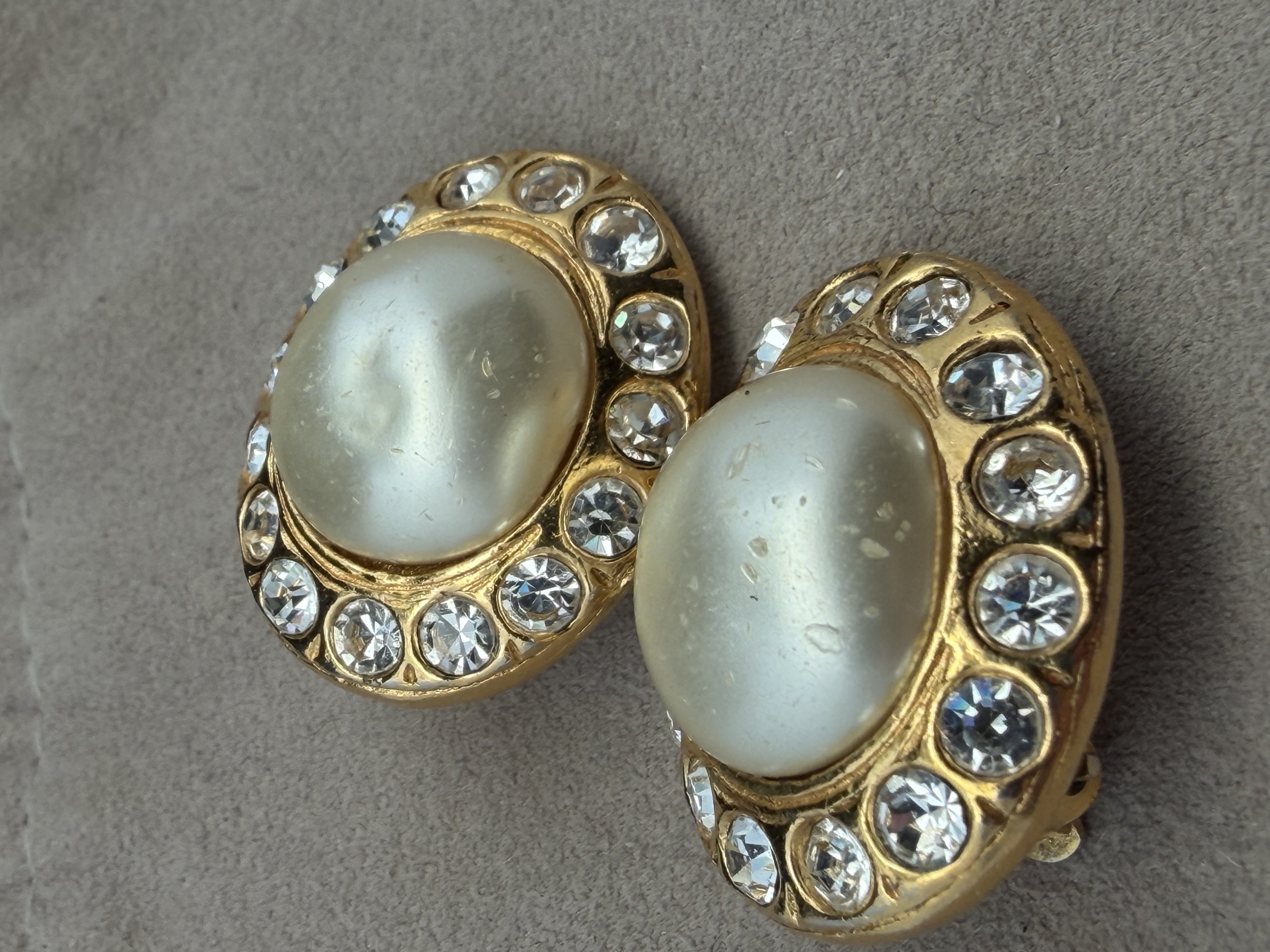 Chanel Pearl and Rhinestone Earrings