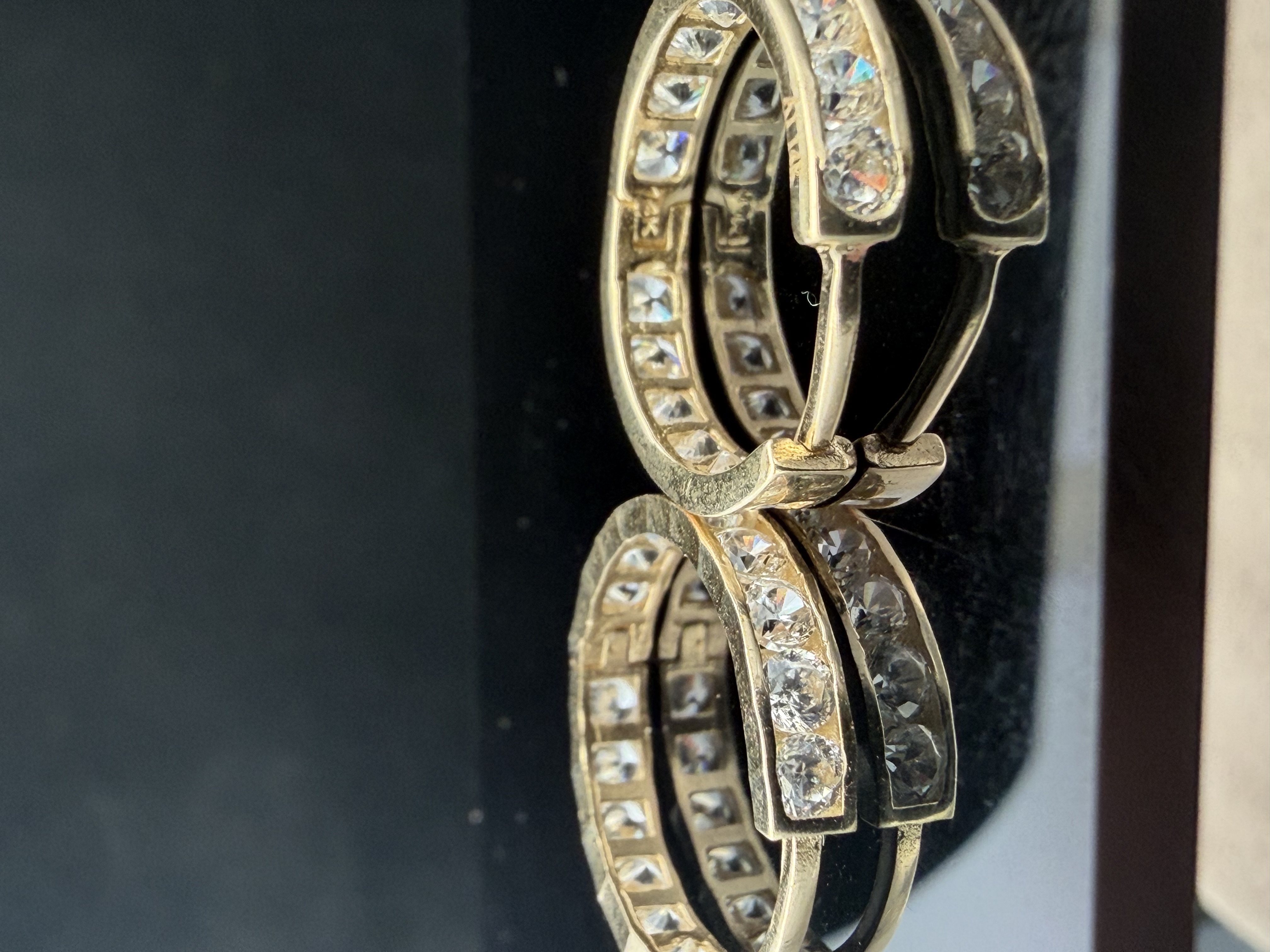 14K Cz Hoop Earrings