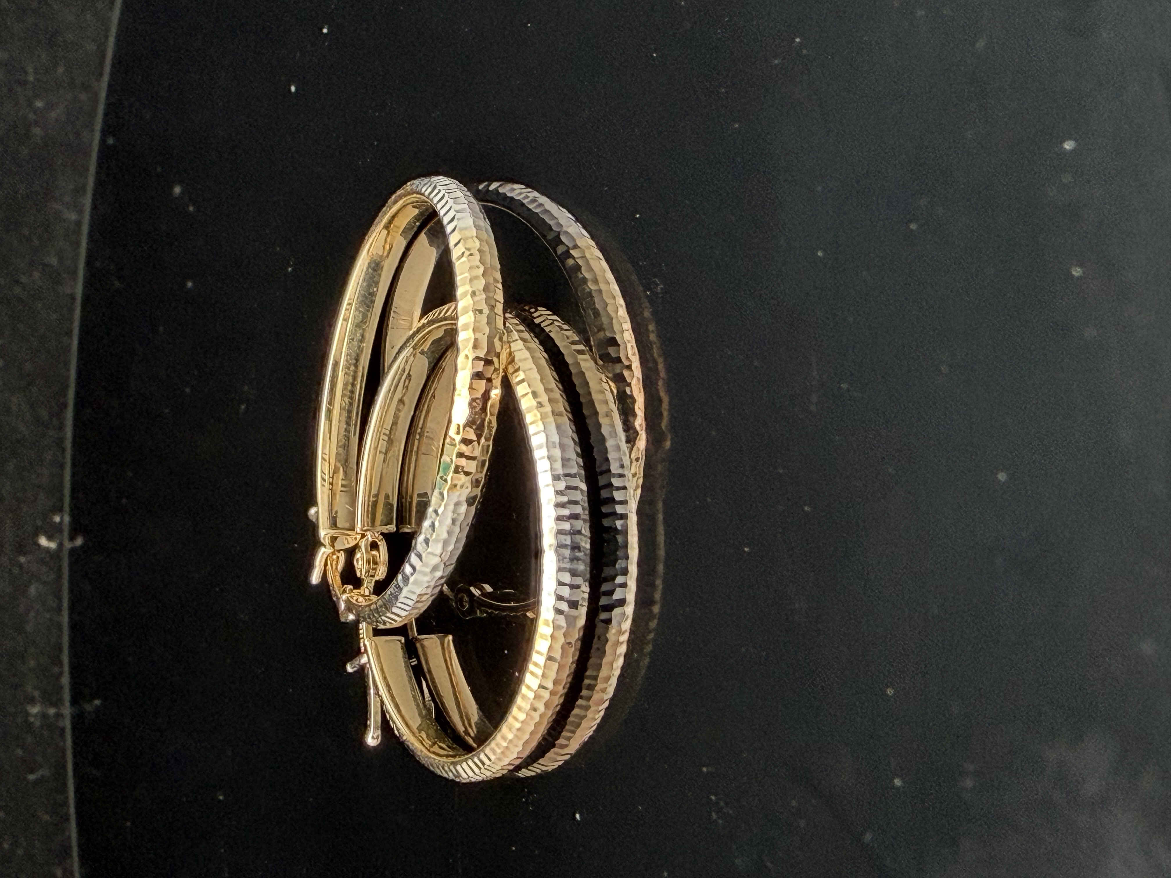 14K Tri-tone Hoop Earrings