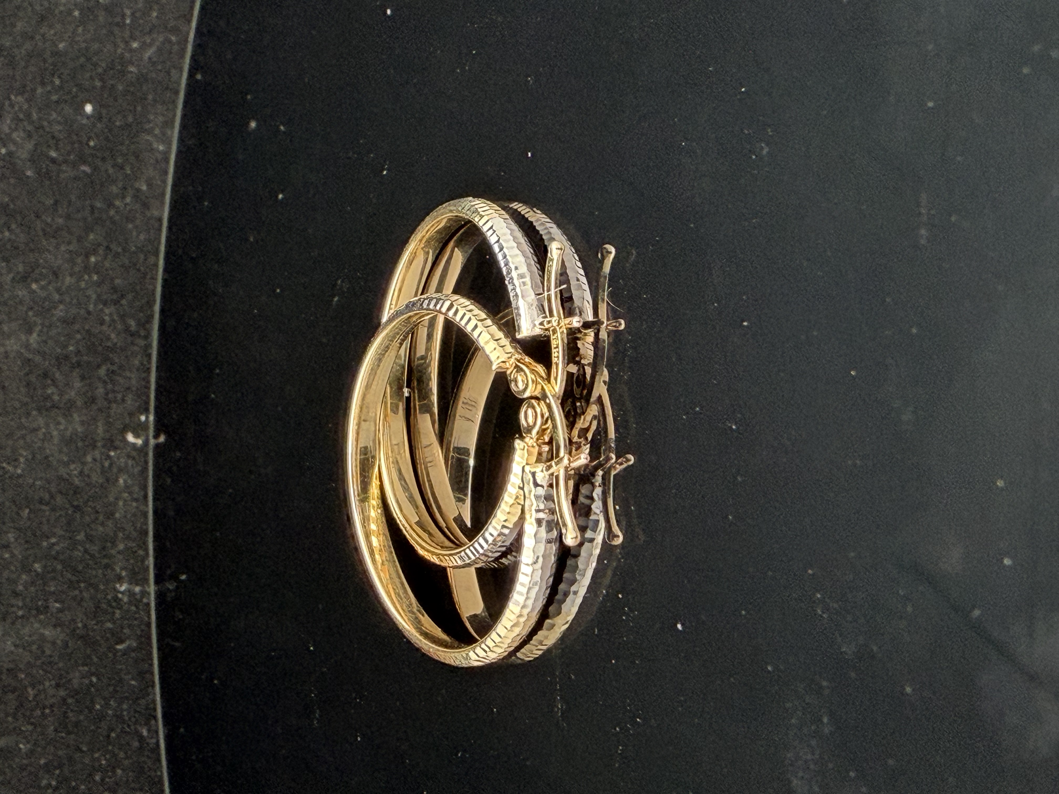 14K Tri-tone Hoop Earrings