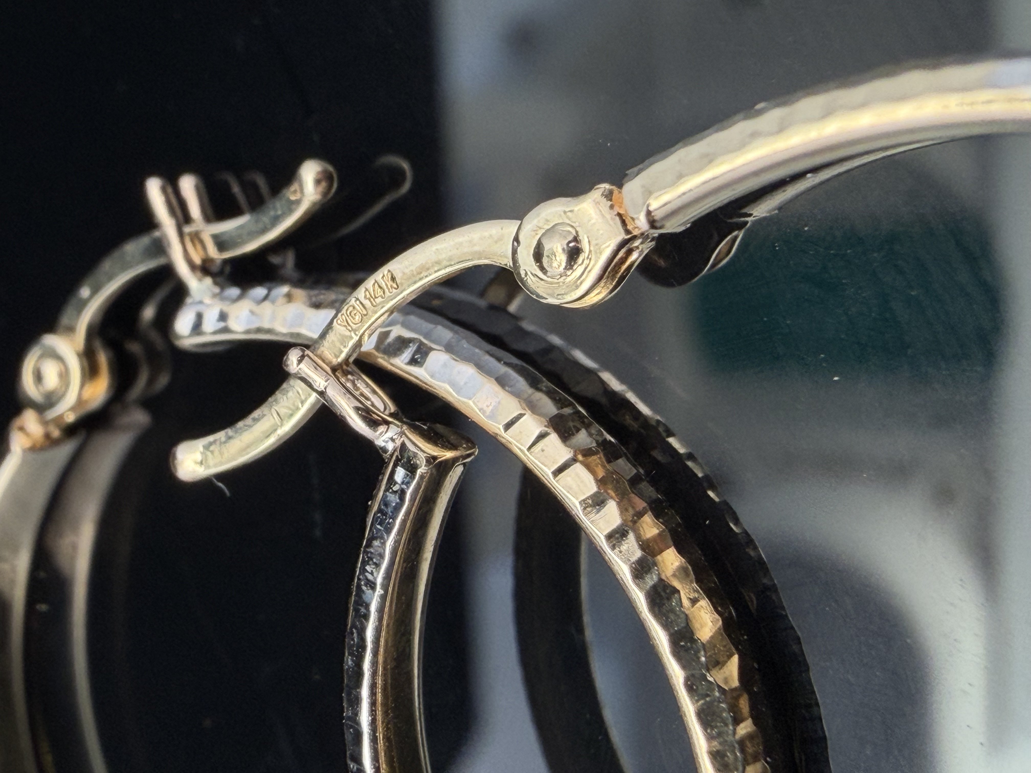 14K Tri-tone Hoop Earrings