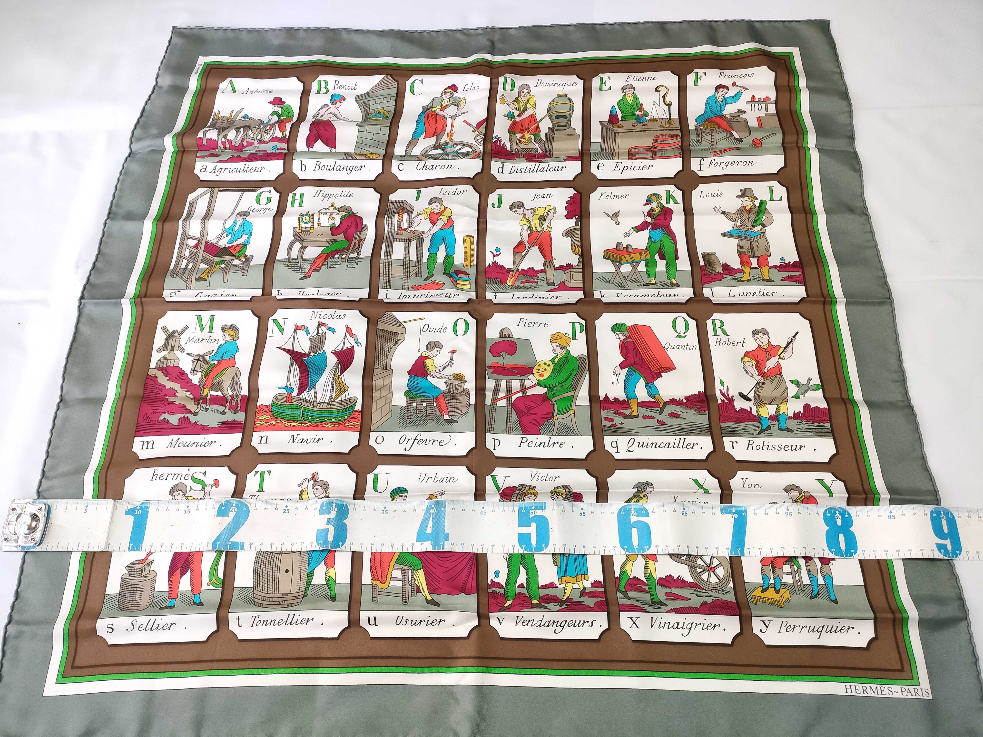 Hermès L'Alphabet des Metiers Silk Scarf