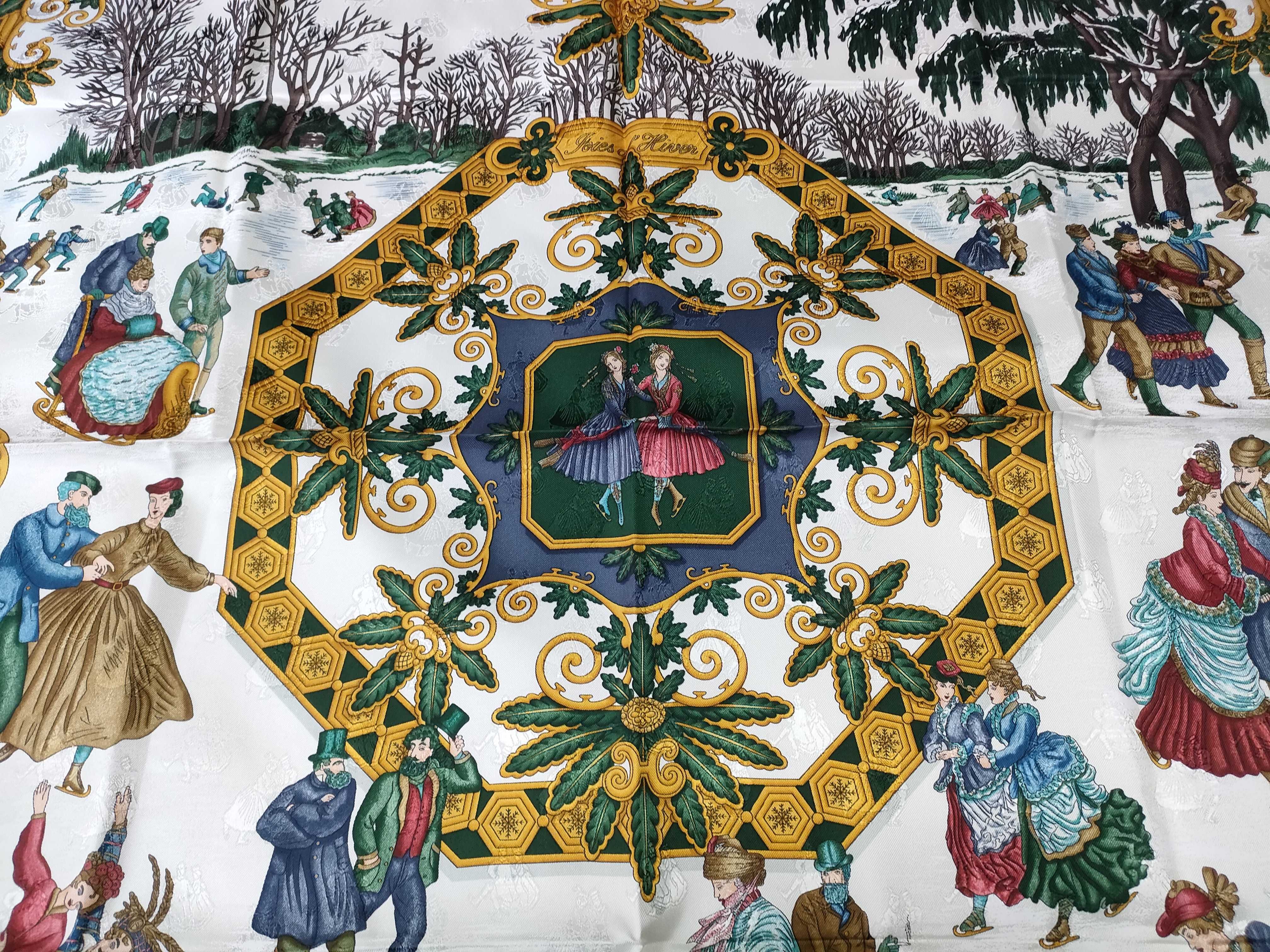 Hermès Joies d'Hiver Silk Jacquard Scarf