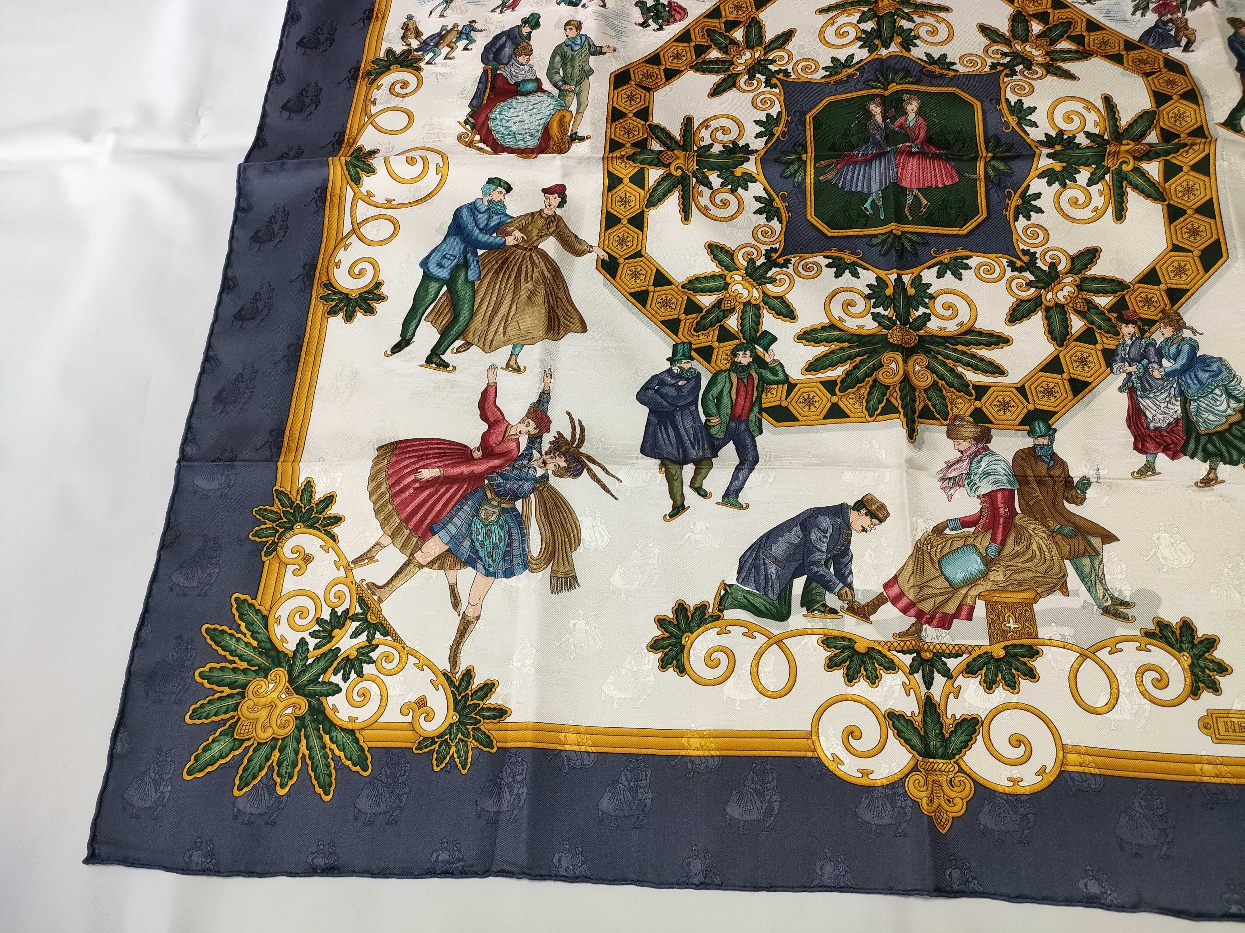 Hermès Joies d'Hiver Silk Jacquard Scarf