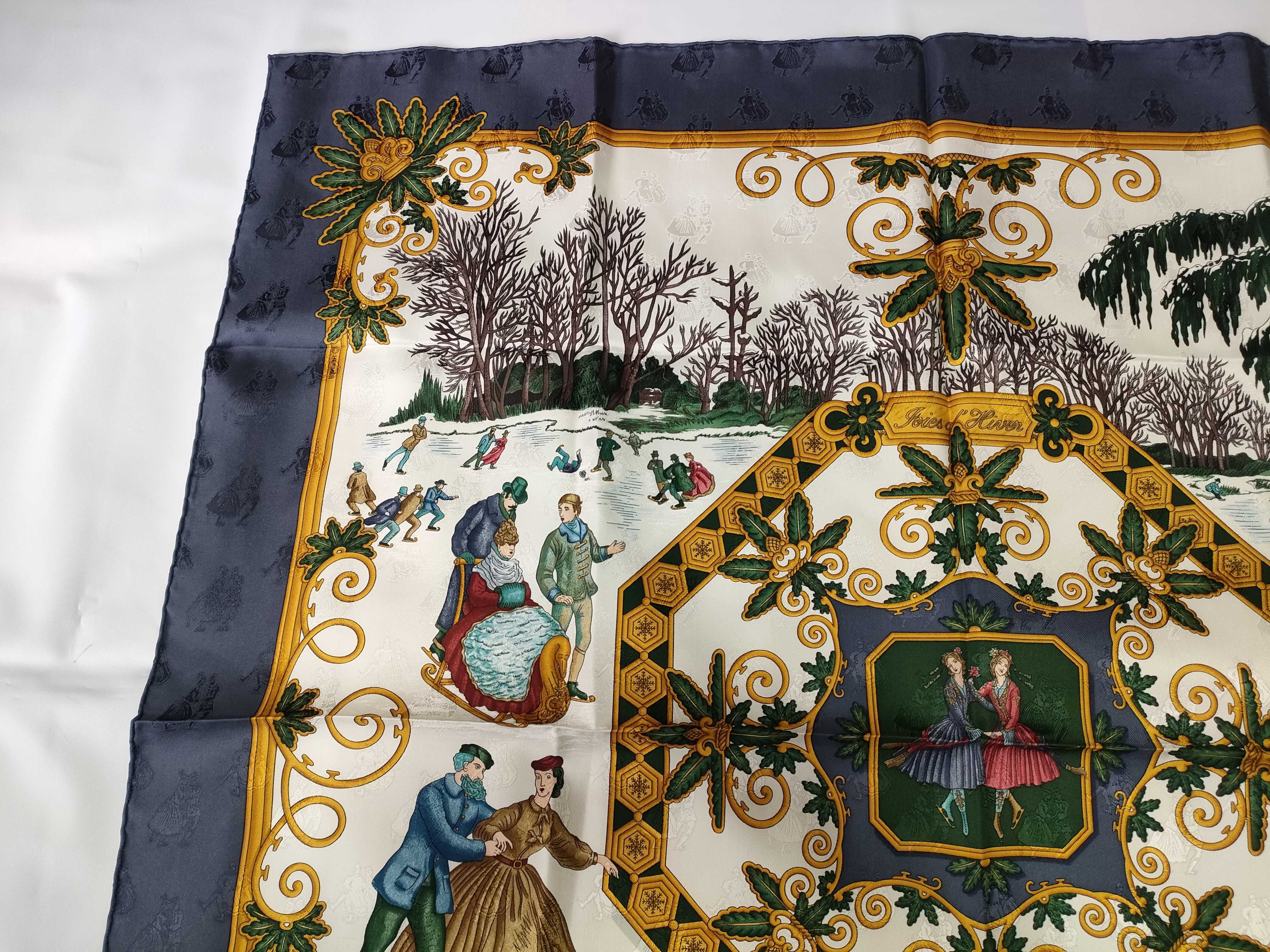 Hermès Joies d'Hiver Silk Jacquard Scarf