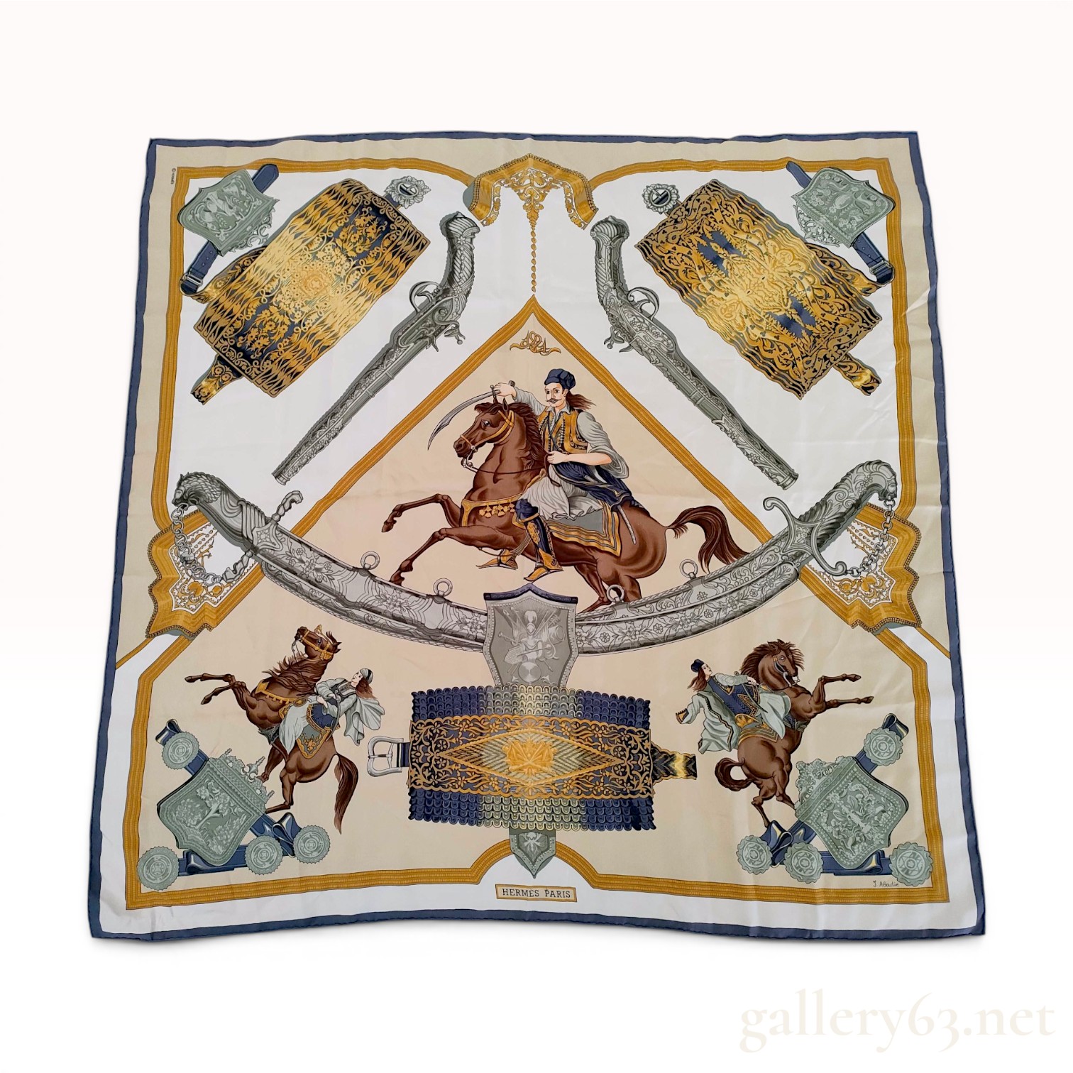 Hermès Jean Abadie Silk Carré Scarf in 1821 Pattern