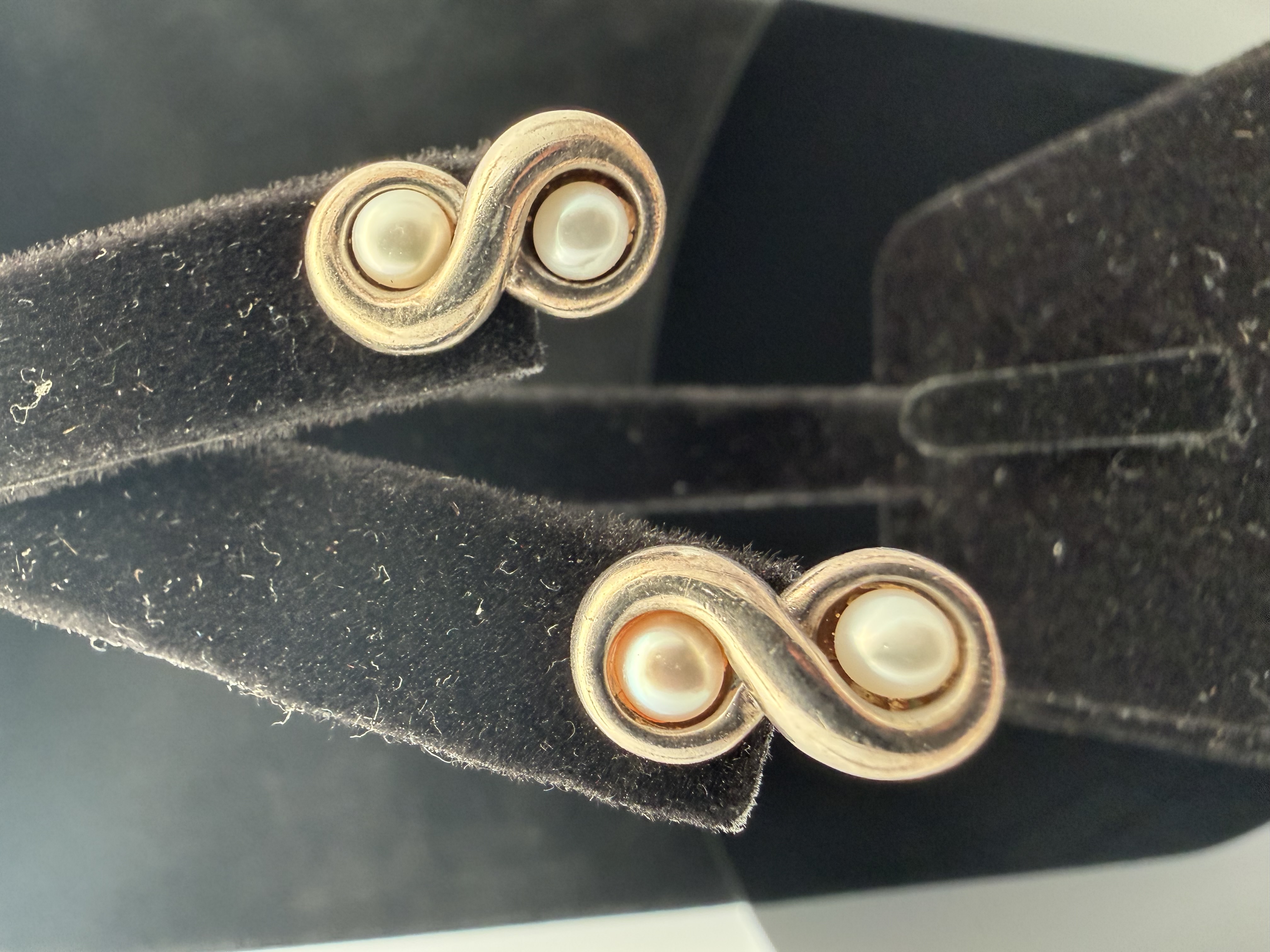 Tiffany Sterling Silver Infinity Pearl Earrings