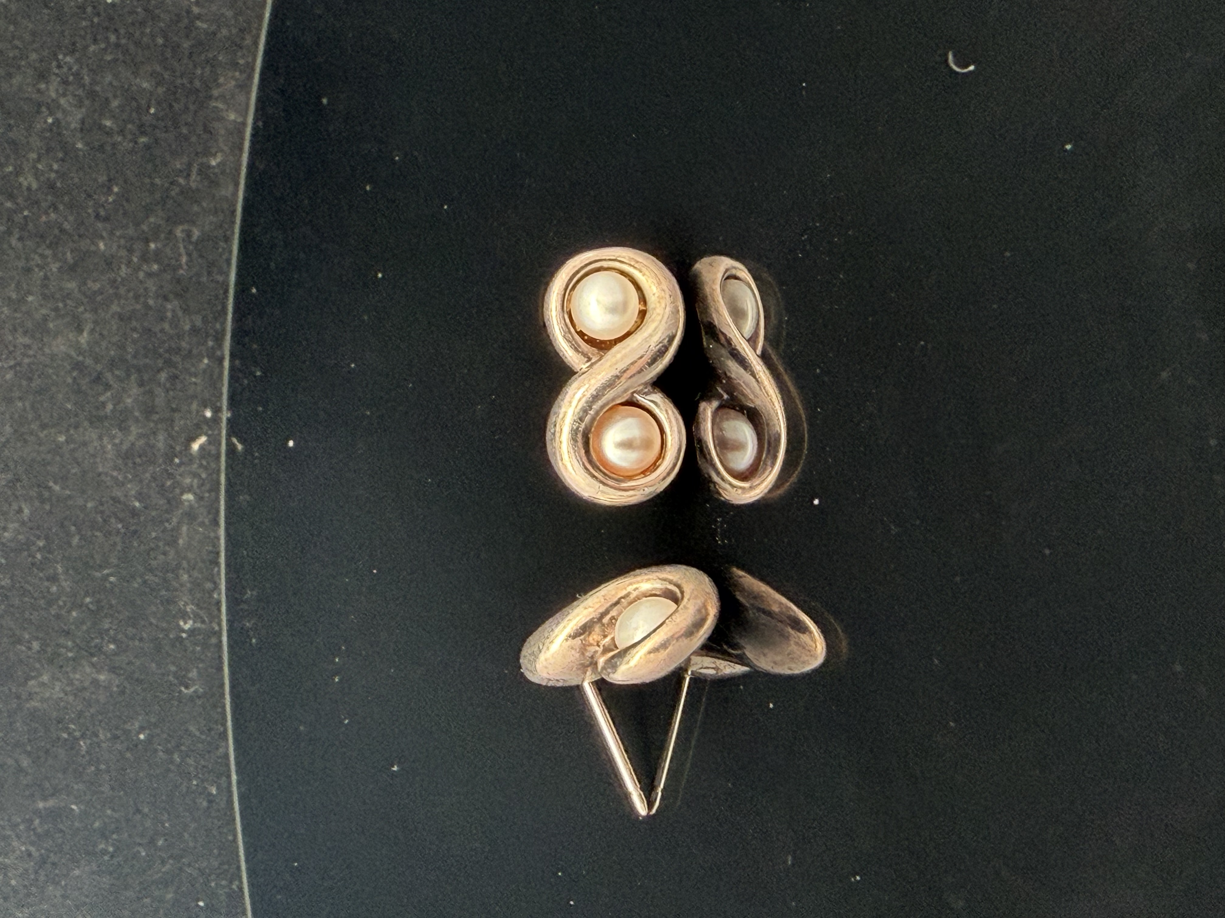 Tiffany Sterling Silver Infinity Pearl Earrings