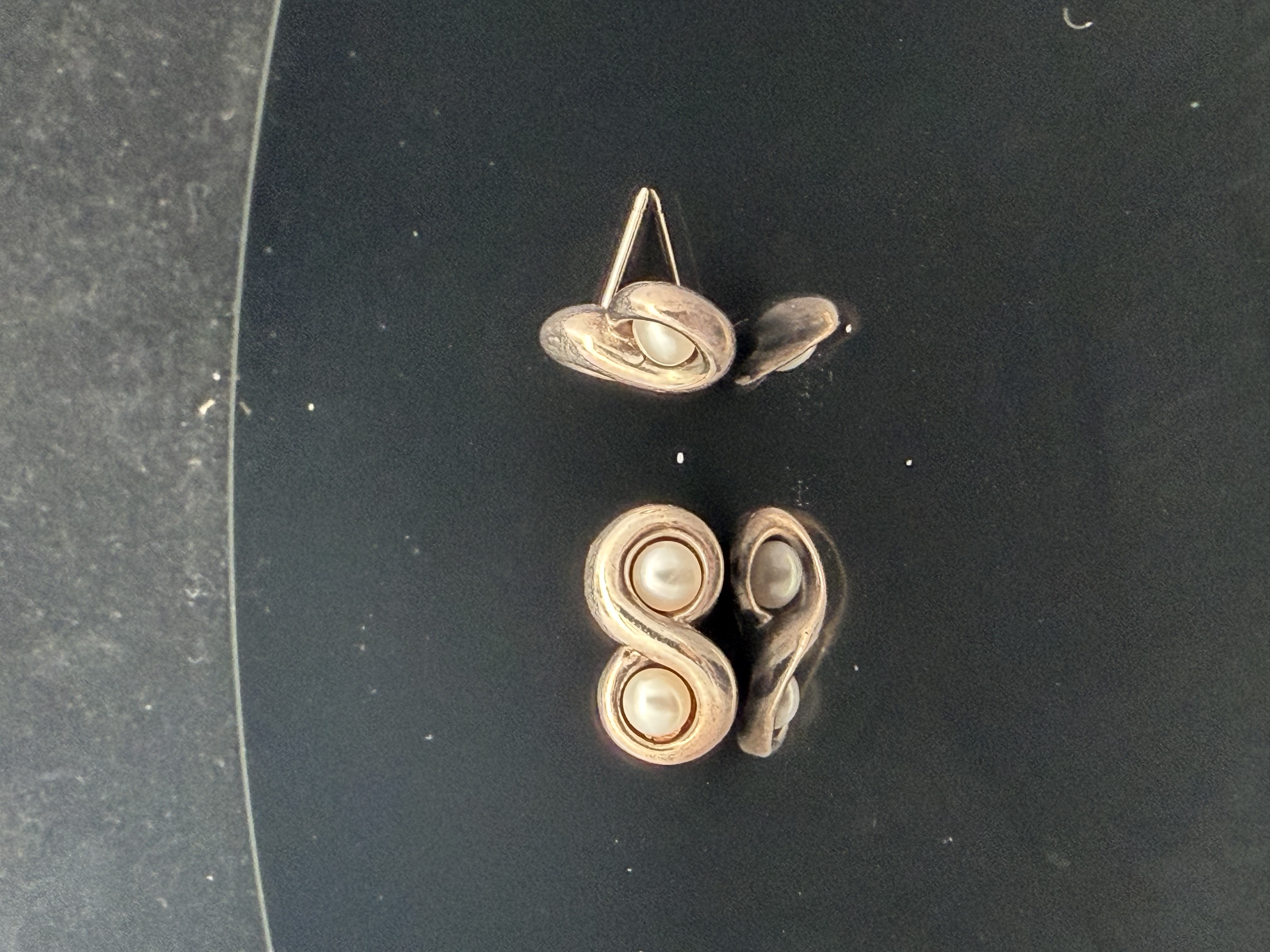 Tiffany Sterling Silver Infinity Pearl Earrings