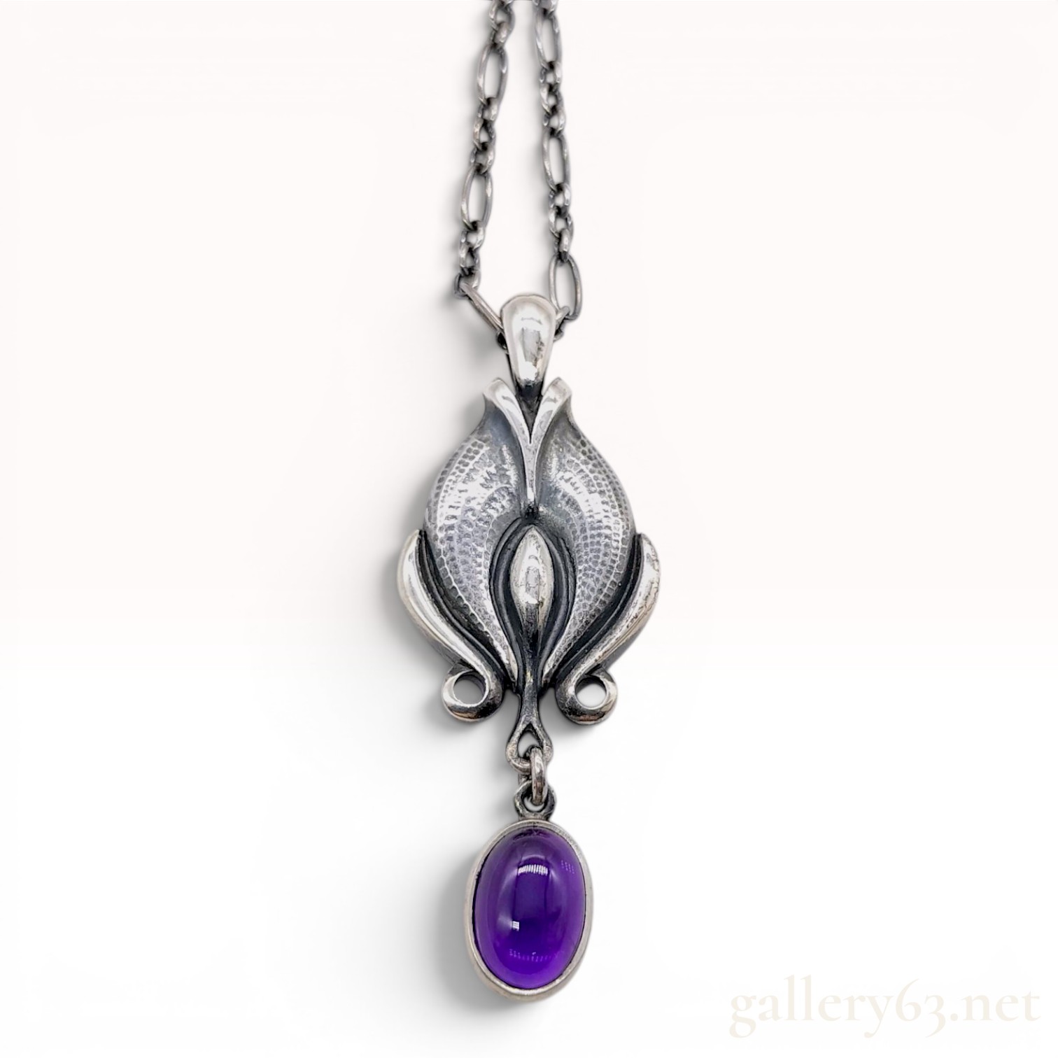 Georg Jensen 2012 Heritage Collection Sterling Silver and Amethyst Pendant Necklace