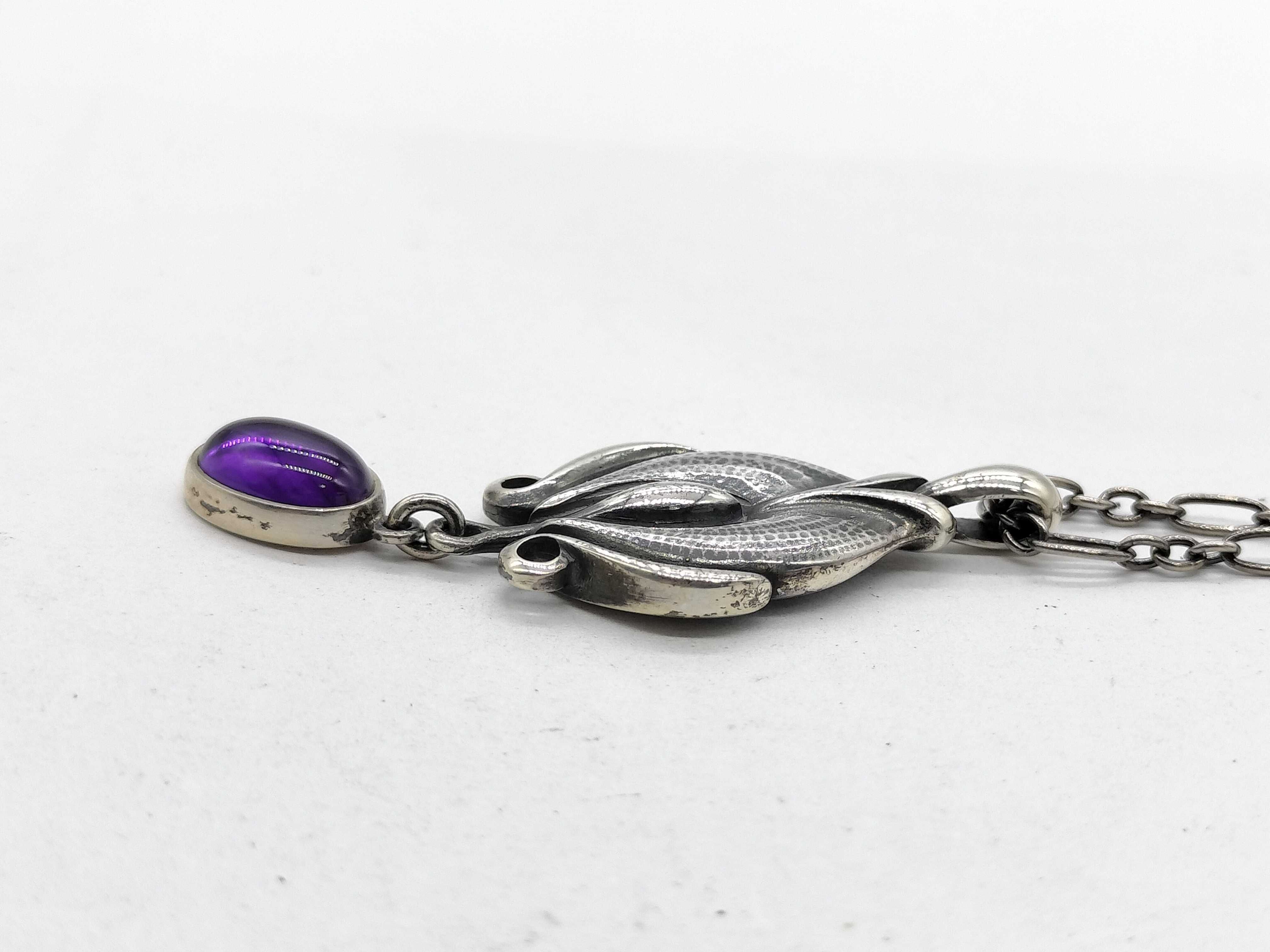 Georg Jensen 2012 Heritage Collection Sterling Silver and Amethyst Pendant Necklace