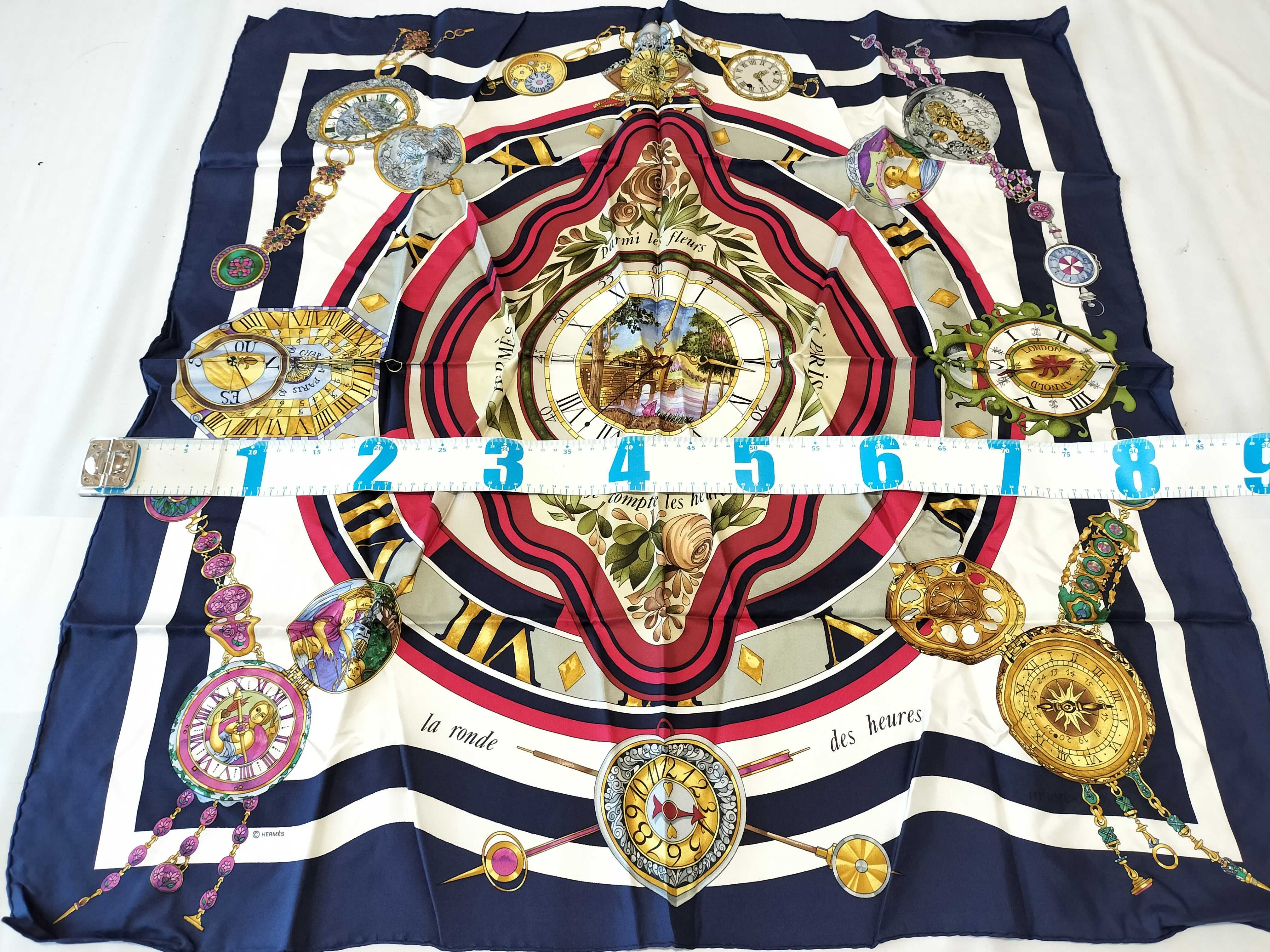 Hermès Silk Scarf Parmi les fleurs je compte les heures