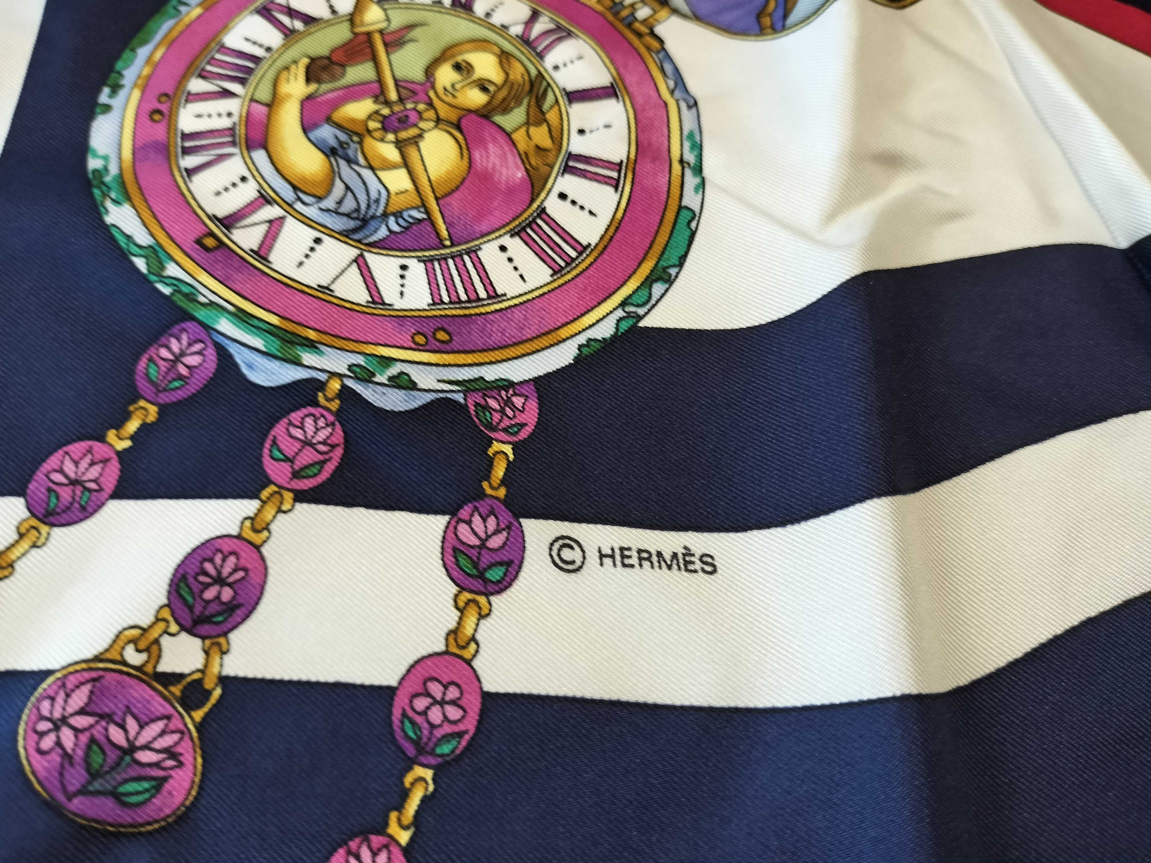 Hermès Silk Scarf Parmi les fleurs je compte les heures