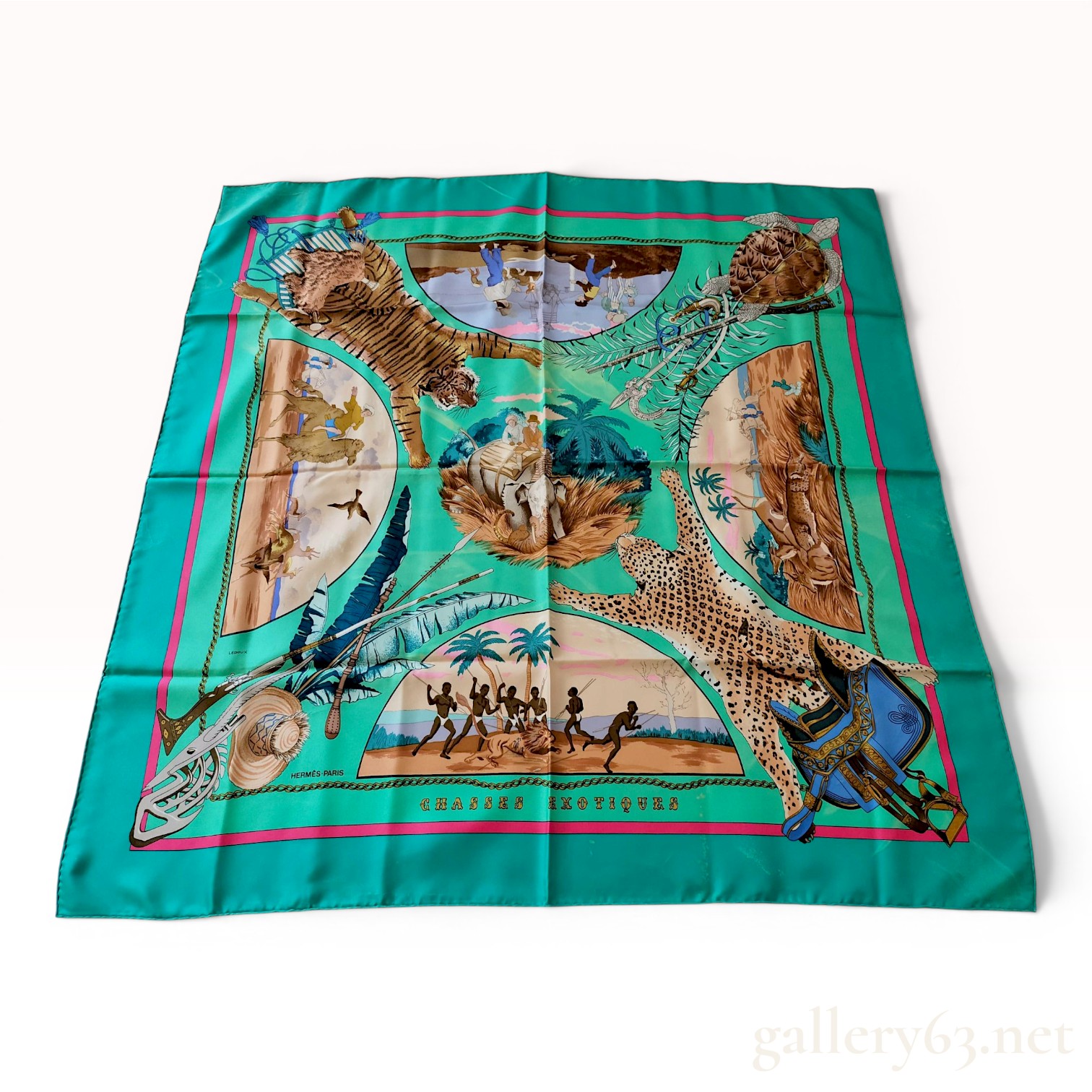 Hermès Chasses Exotiques Silk Scarf by Philippe Ledoux
