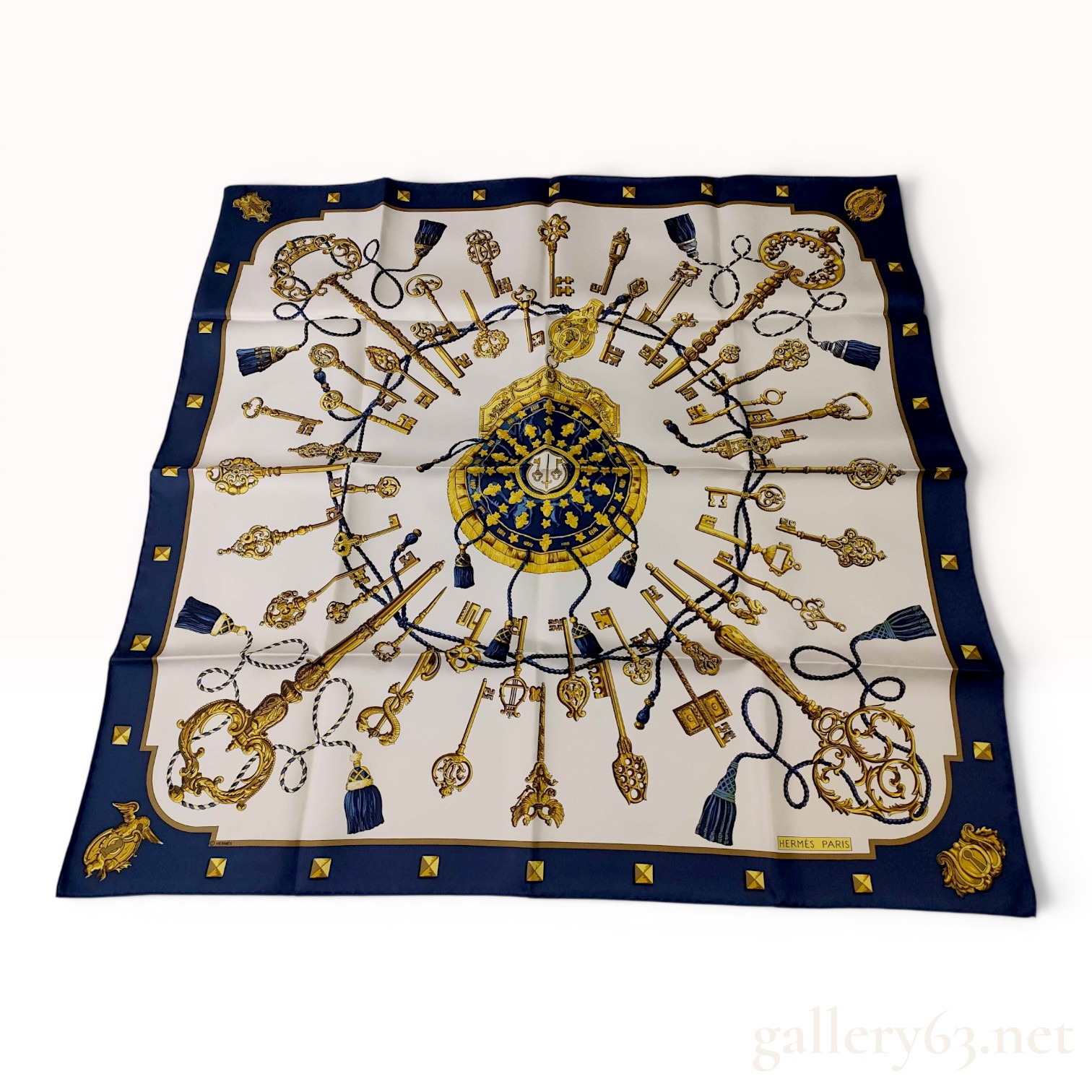 Hermès Les Clefs Silk Scarf with Original Box and Accessories