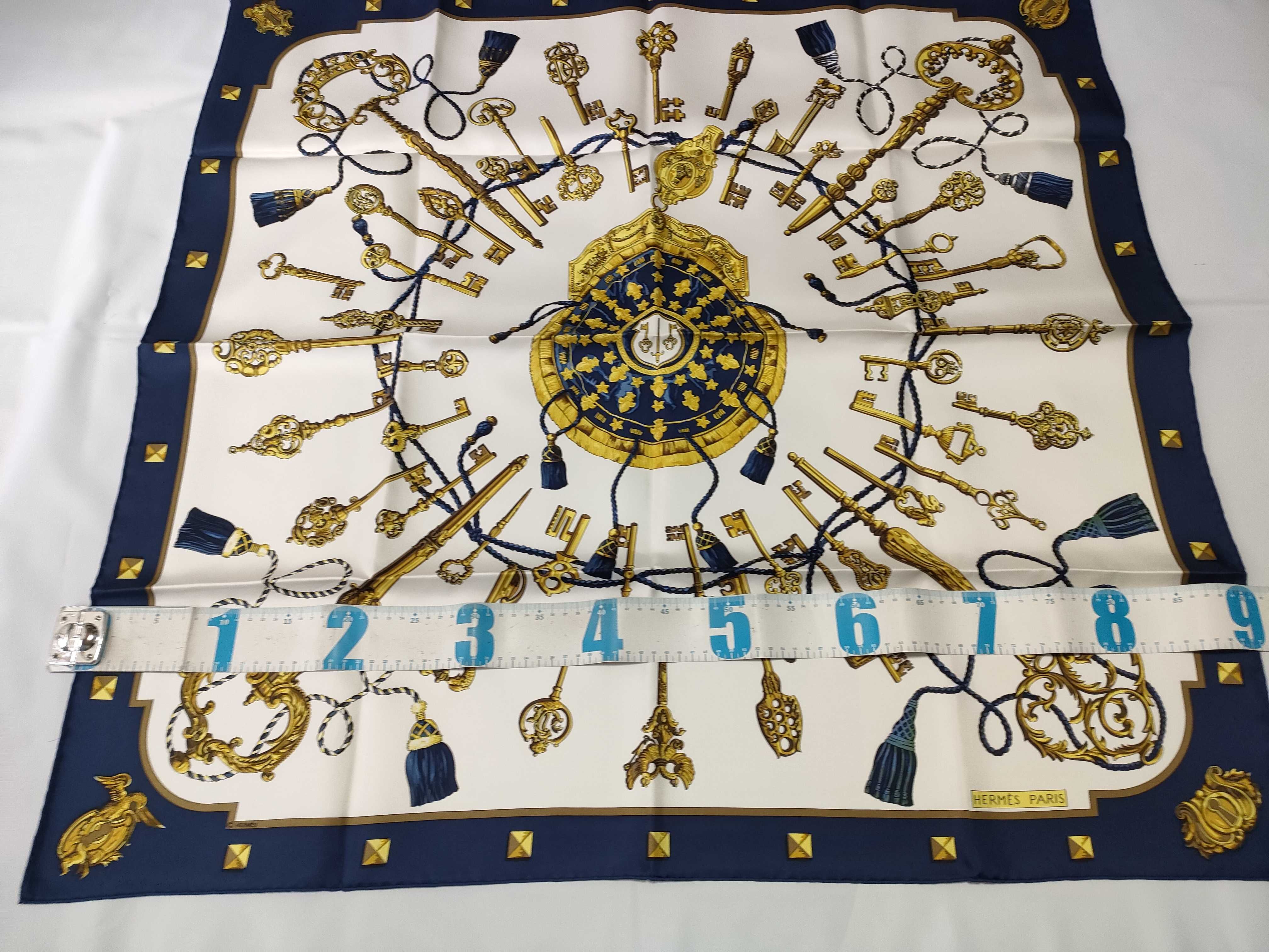 Hermès Les Clefs Silk Scarf with Original Box and Accessories