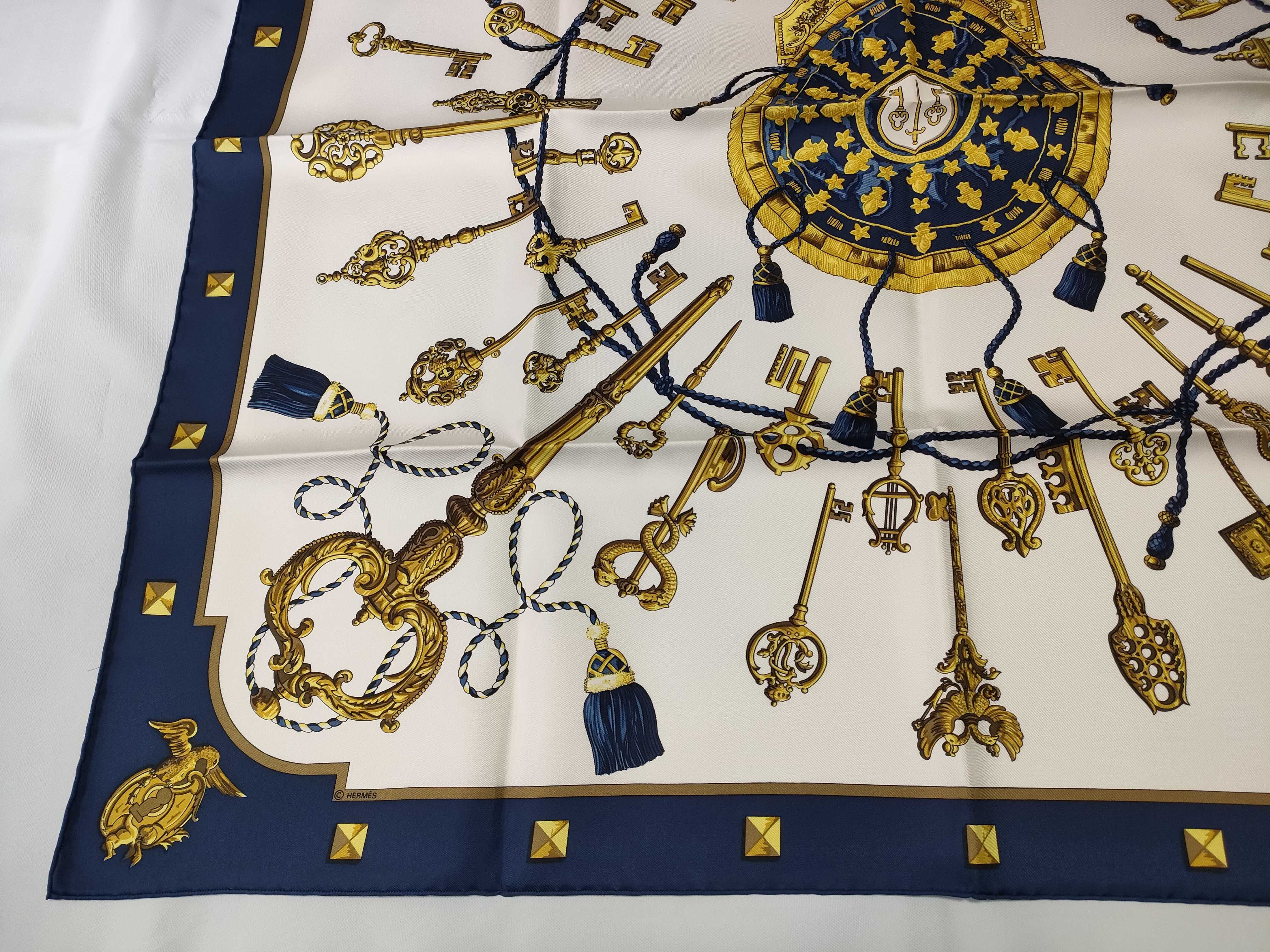 Hermès Les Clefs Silk Scarf with Original Box and Accessories