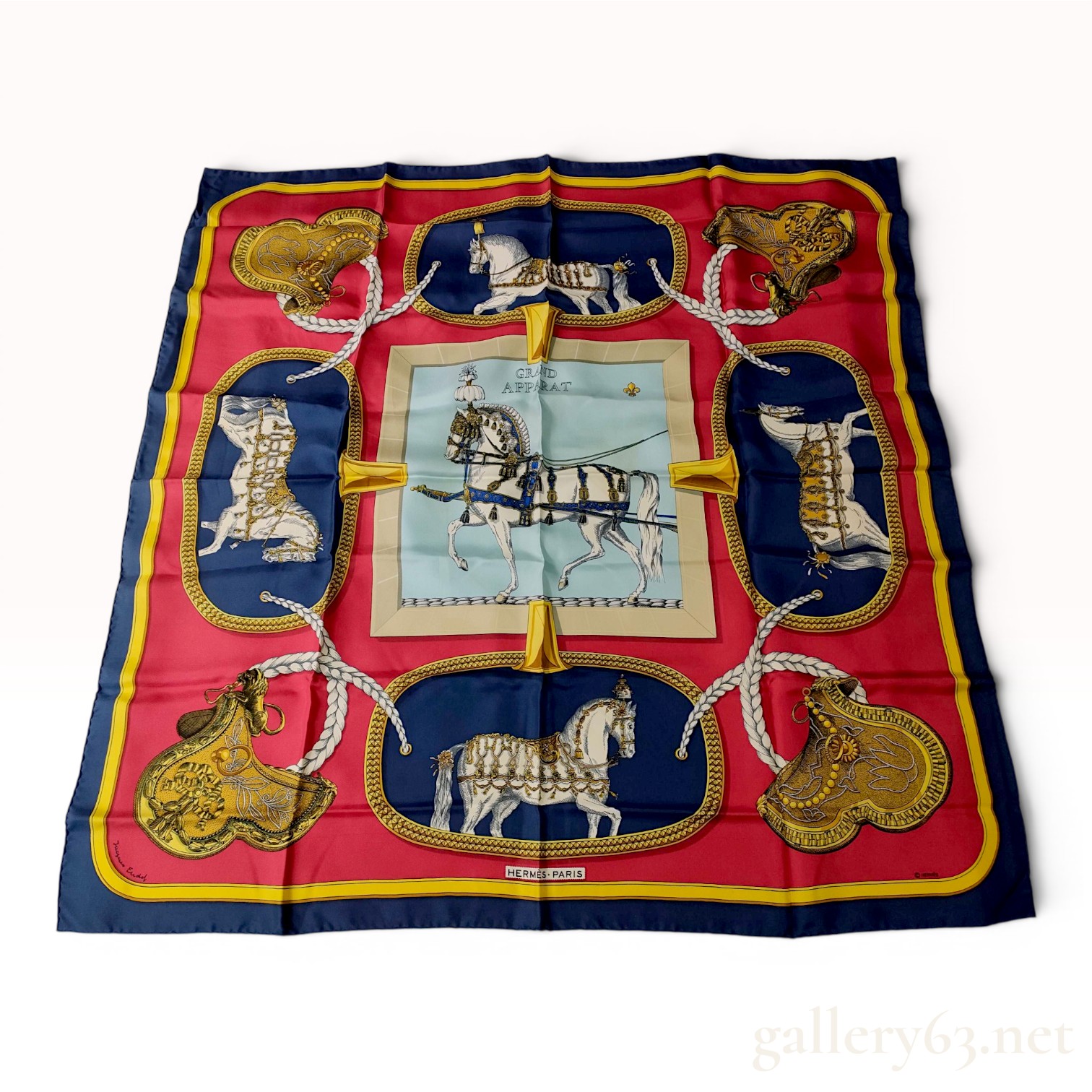 Hermès Paris Grand Apparat Silk Carre 90 Scarf by Jacques Eudel