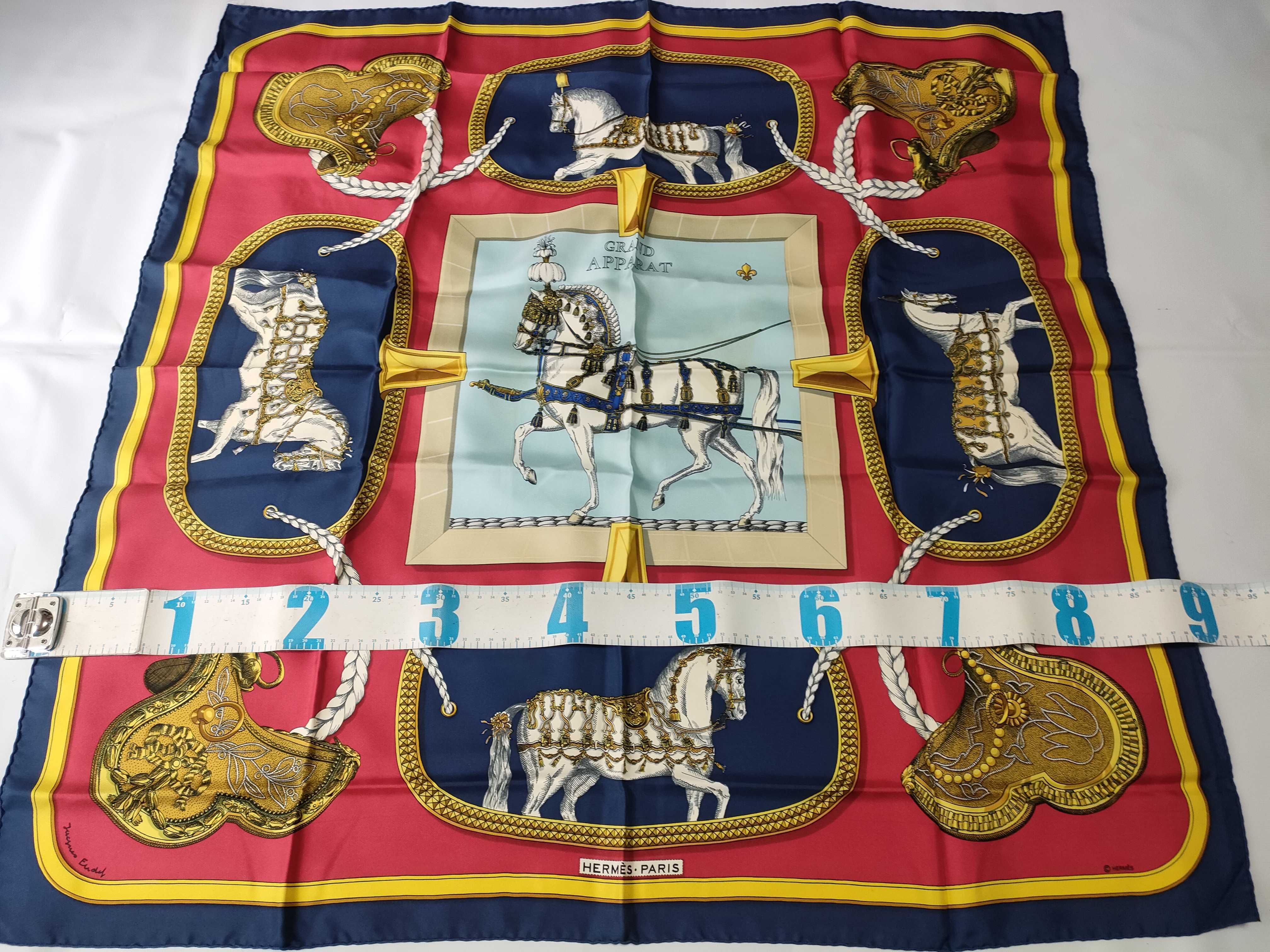 Hermès Paris Grand Apparat Silk Carre 90 Scarf by Jacques Eudel