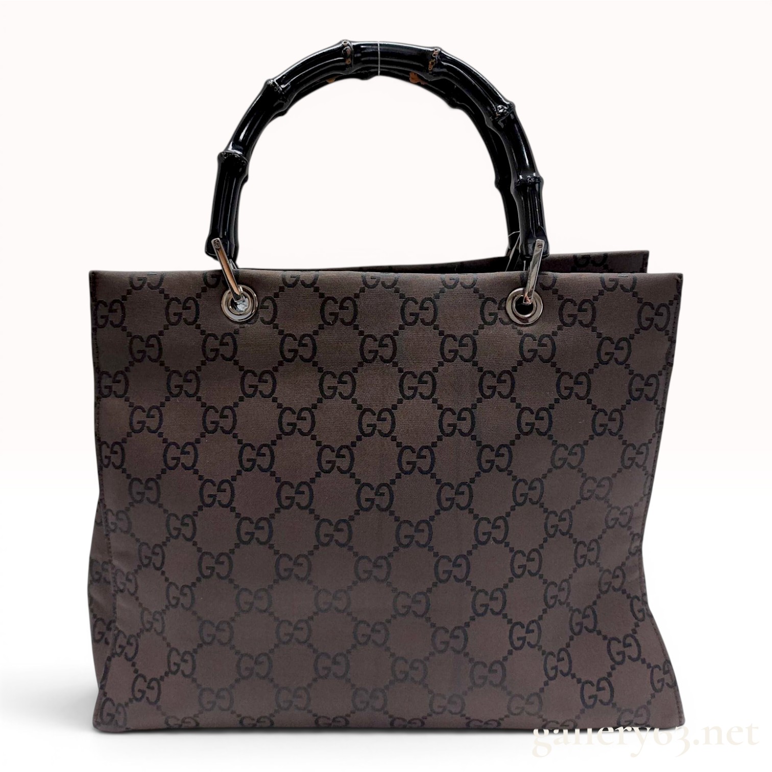 Gucci GG Monogram Bamboo Handle Nylon Shopper Tote