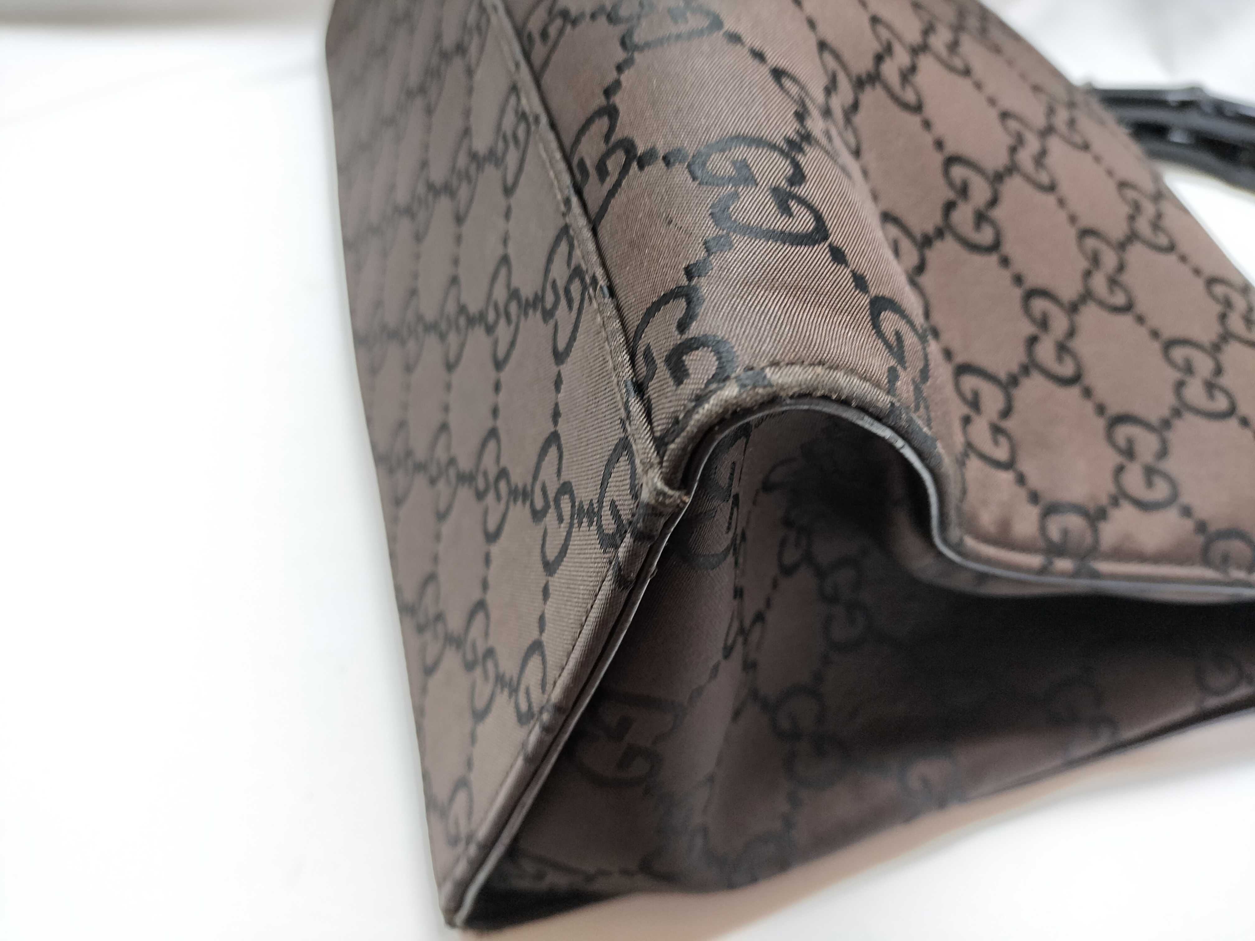 Gucci GG Monogram Bamboo Handle Nylon Shopper Tote
