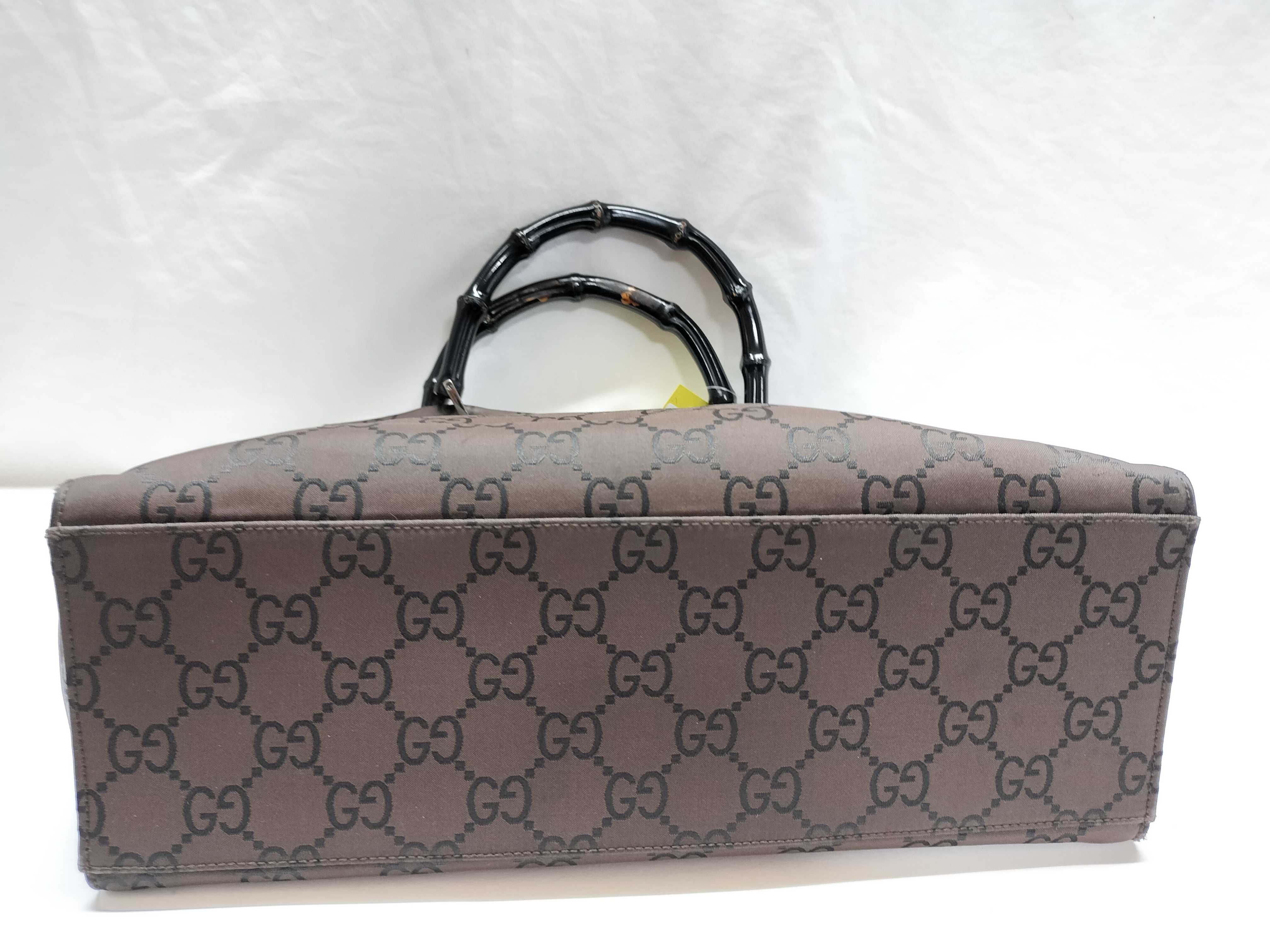 Gucci GG Monogram Bamboo Handle Nylon Shopper Tote