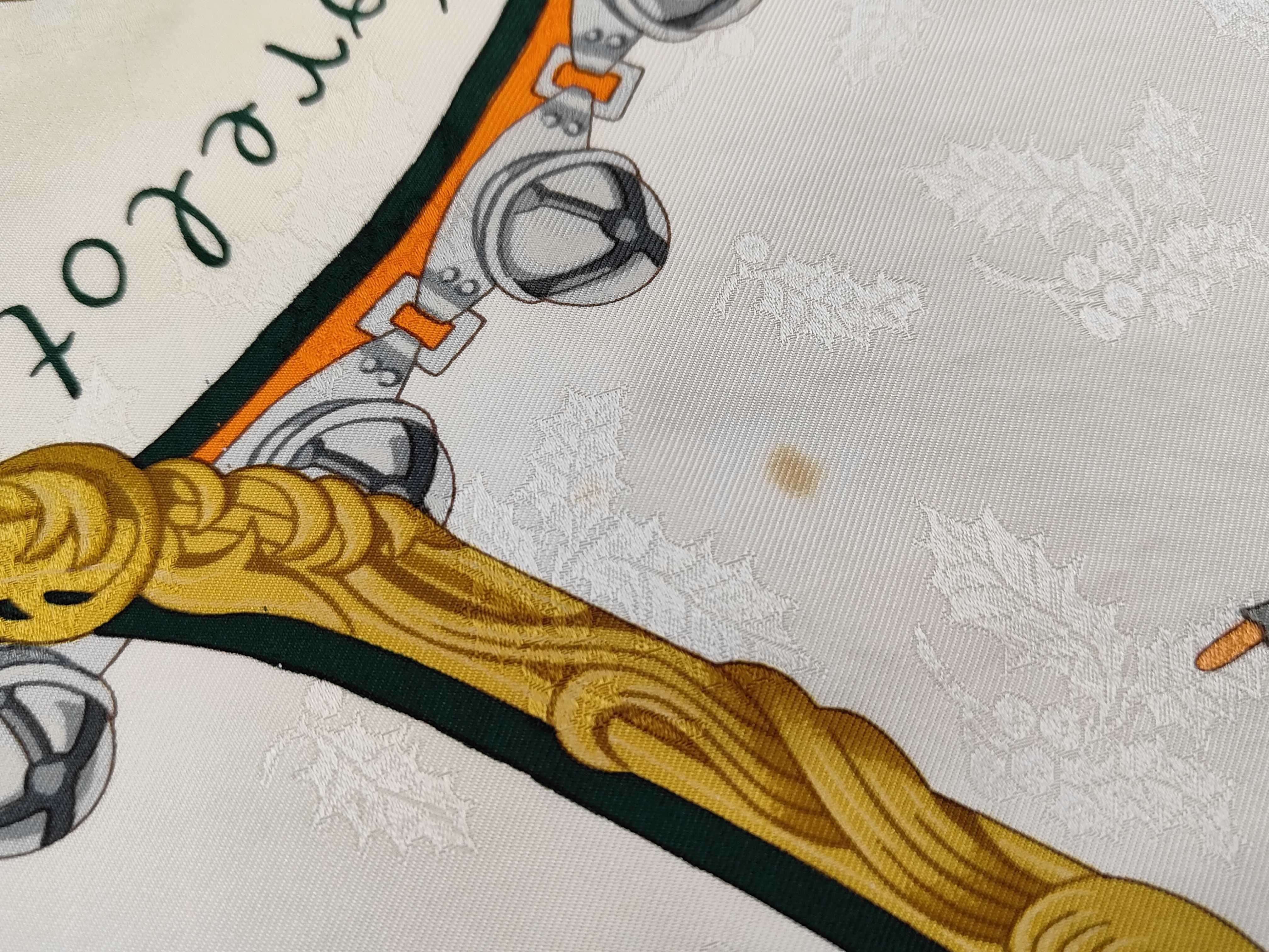 Hermes Plumes et Grelots Silk Jacquard Scarf by Jean Abadie