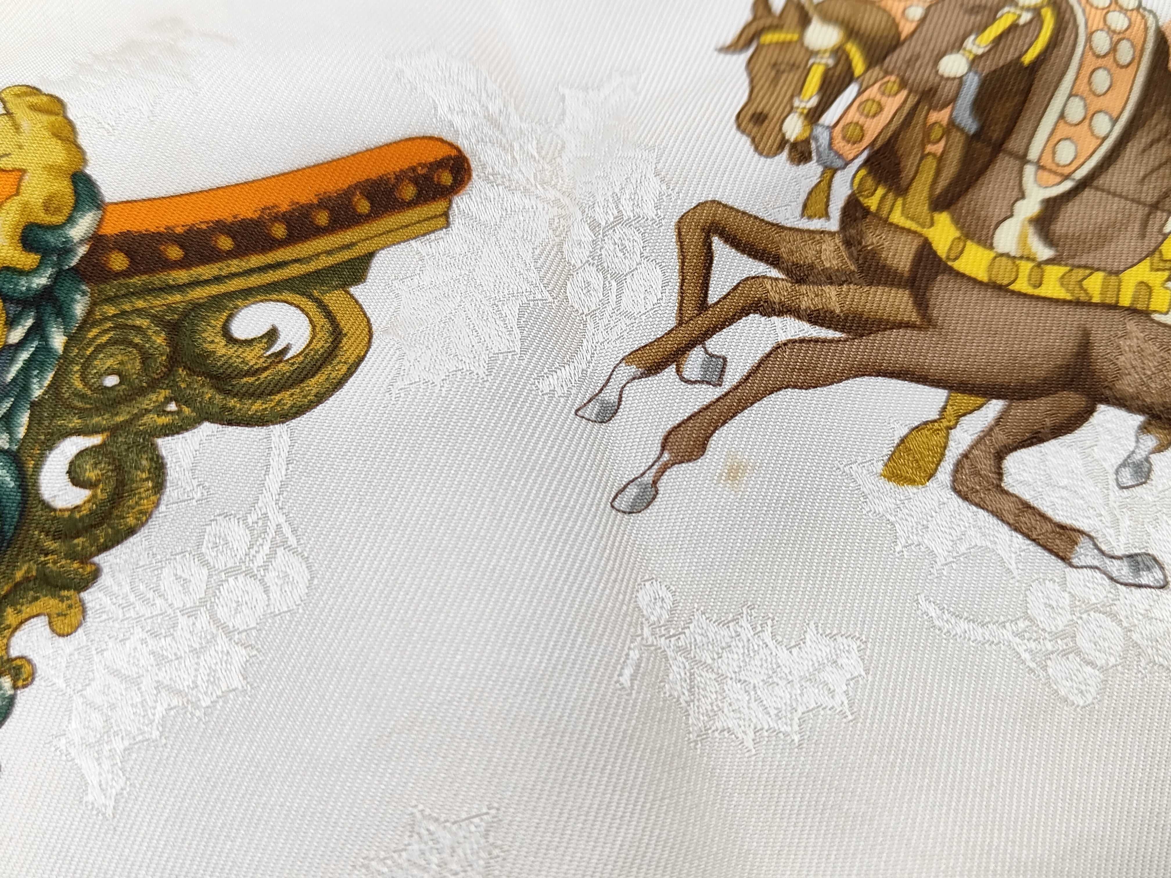 Hermes Plumes et Grelots Silk Jacquard Scarf by Jean Abadie