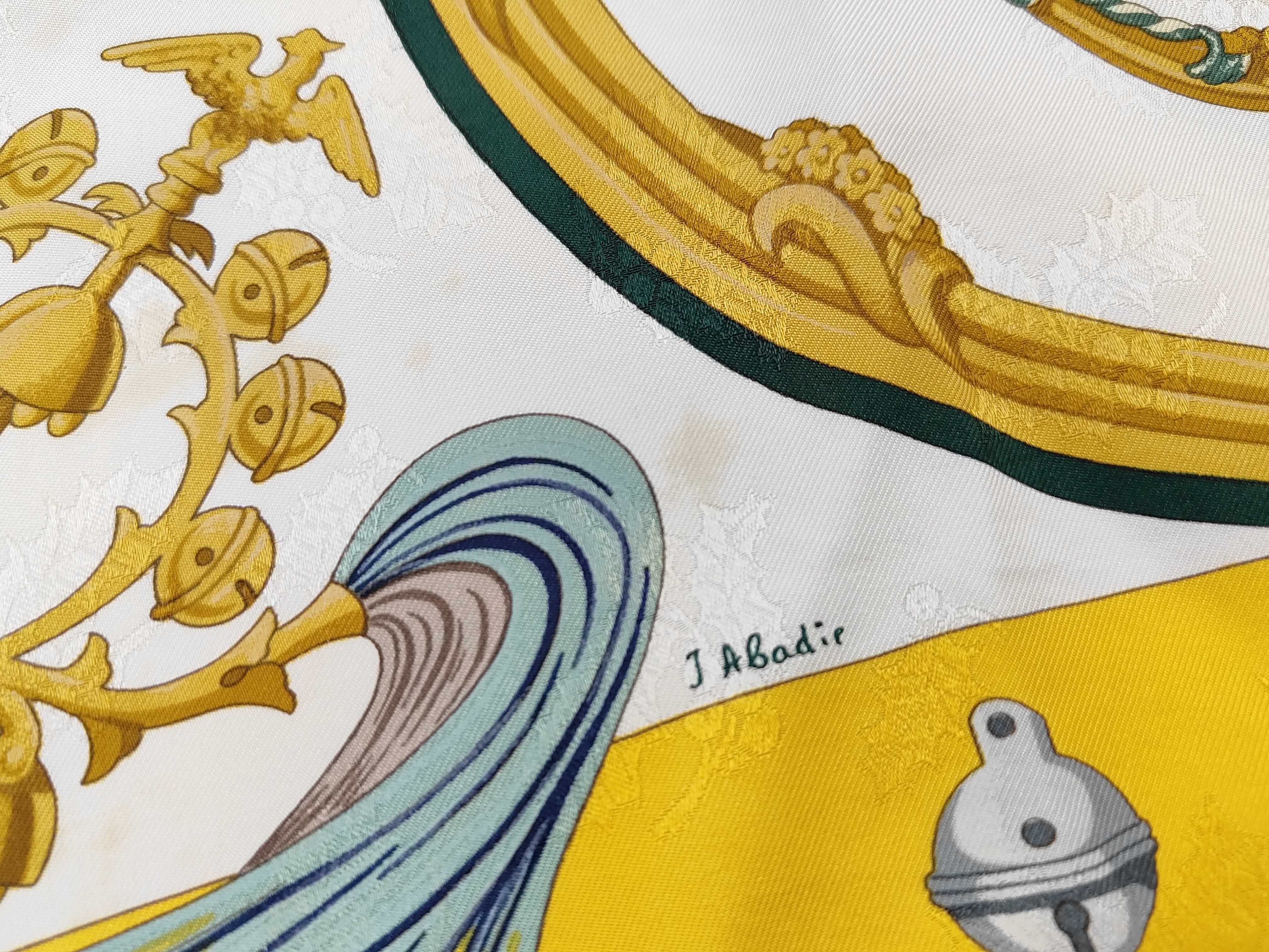 Hermes Plumes et Grelots Silk Jacquard Scarf by Jean Abadie