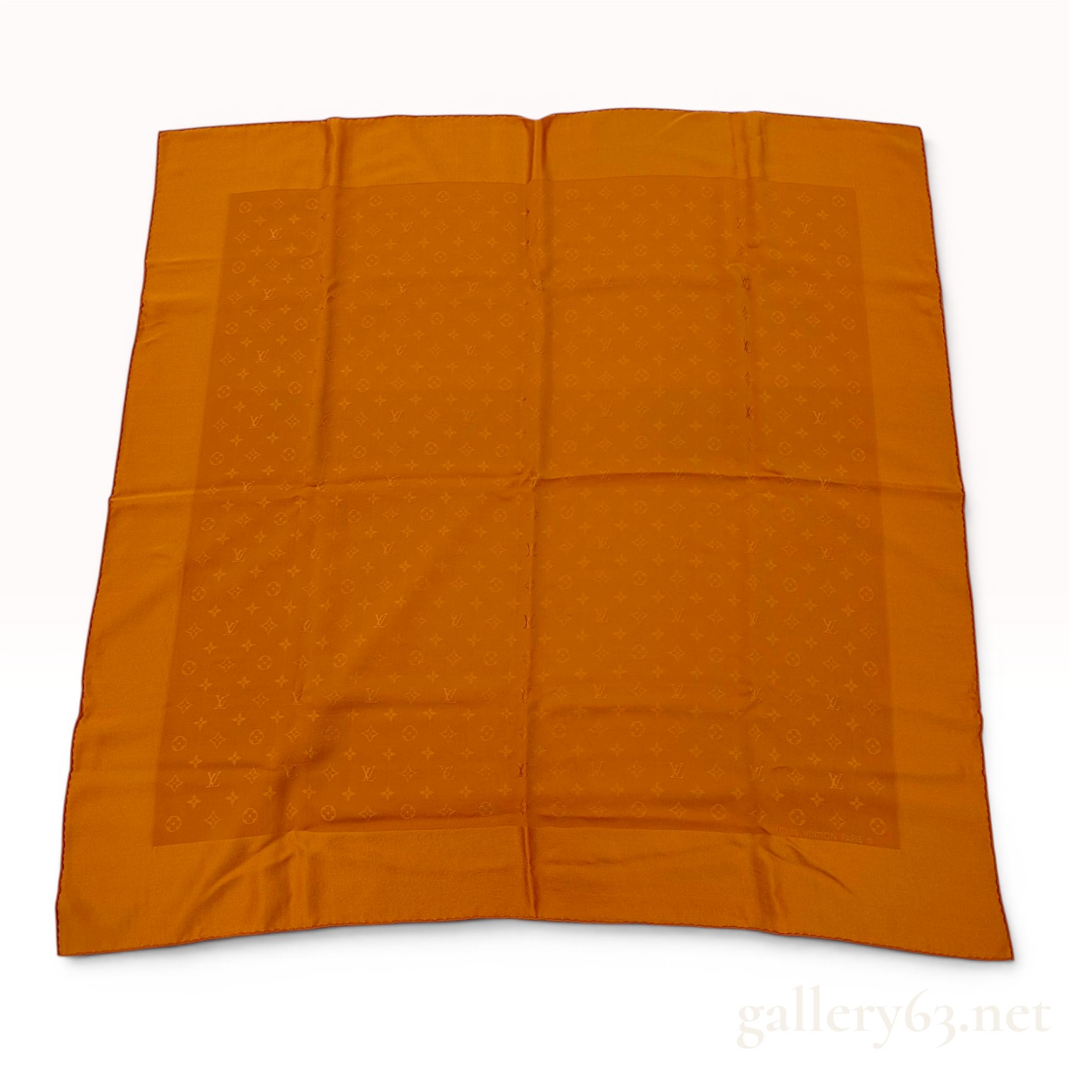 Louis Vuitton Orange Silk Monogram Jacquard Carre Scarf