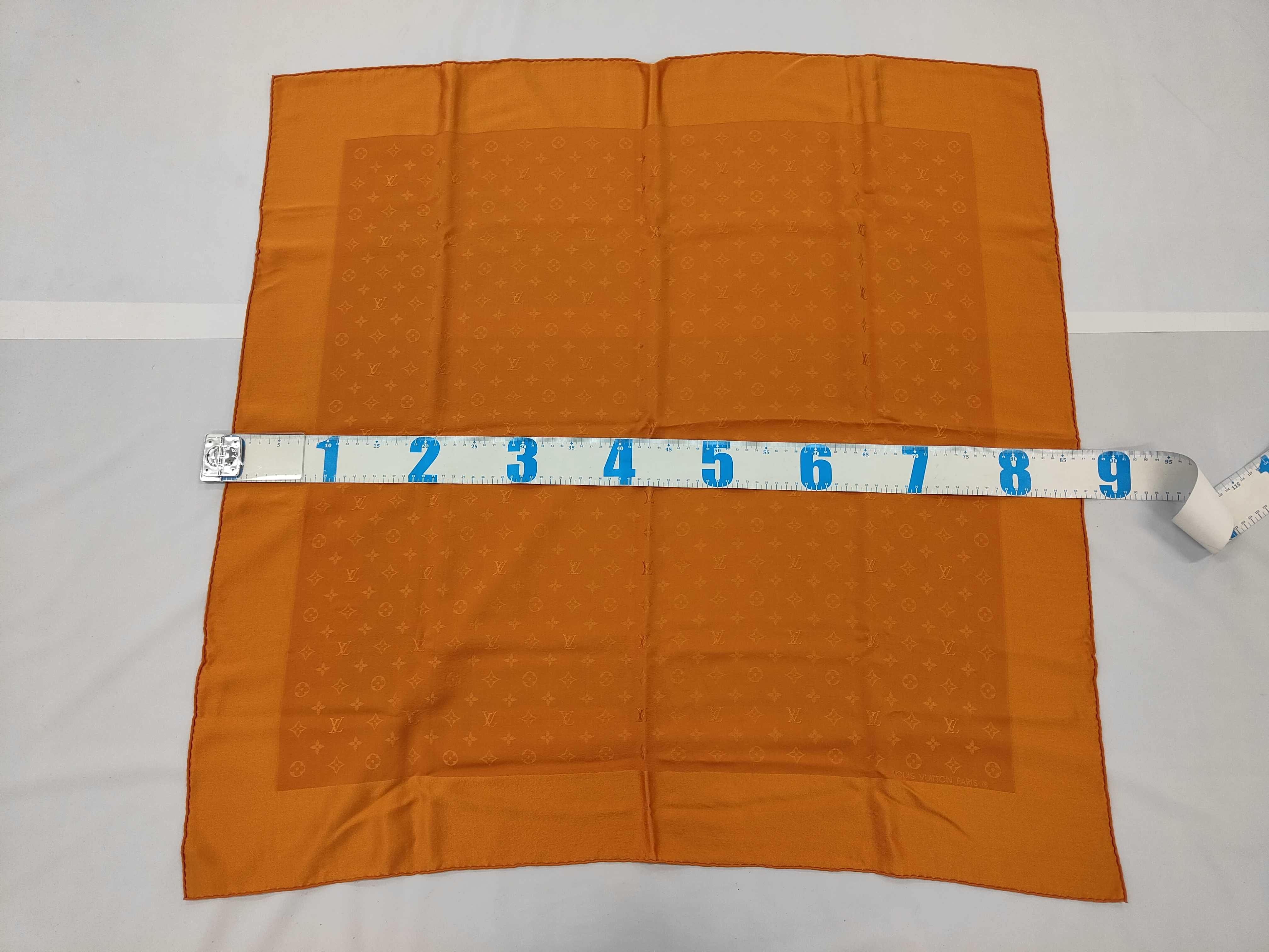 Louis Vuitton Orange Silk Monogram Jacquard Carre Scarf