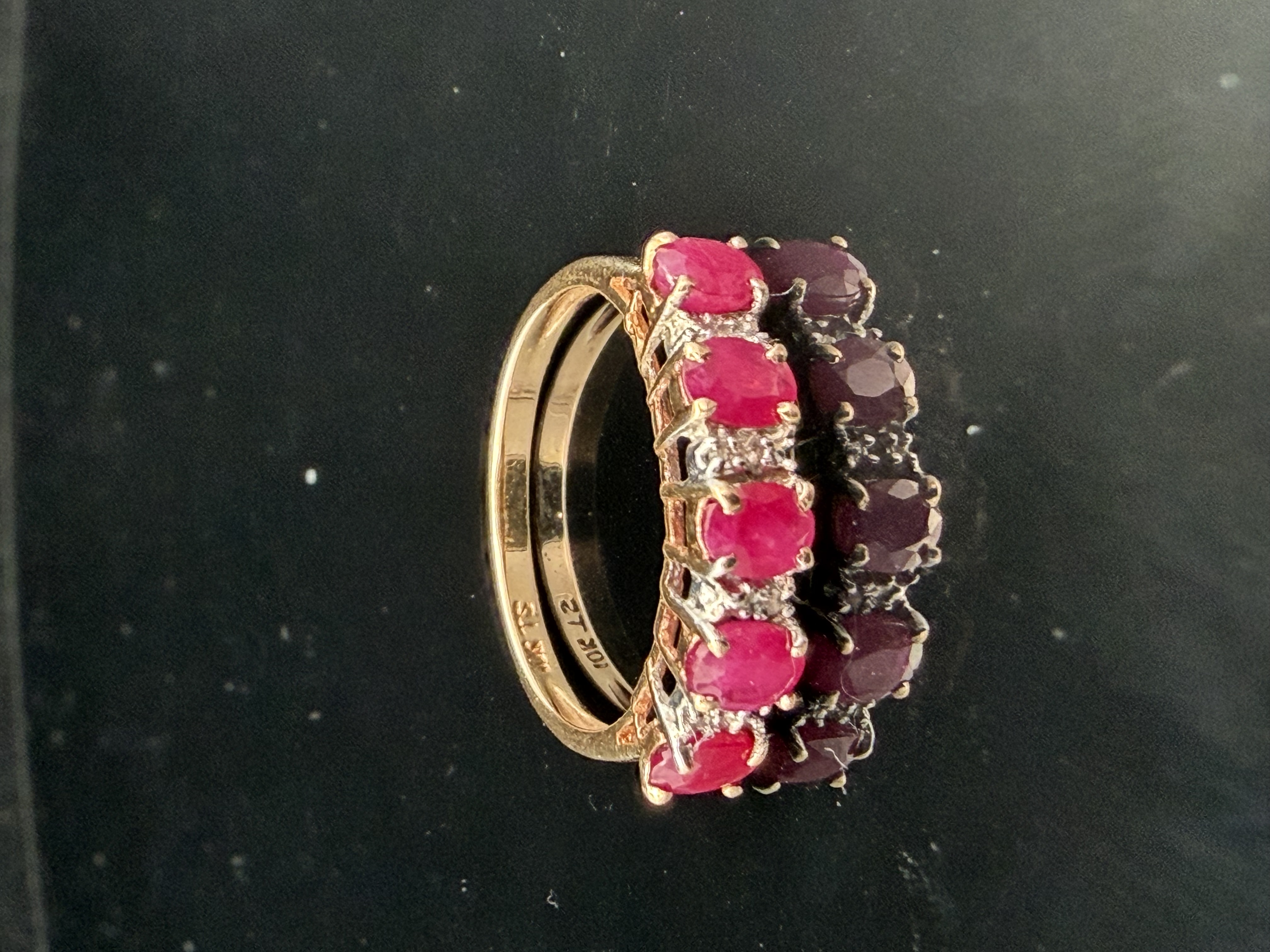 Estate 10K Yellow Gold Natural Ruby and Diamond Ring