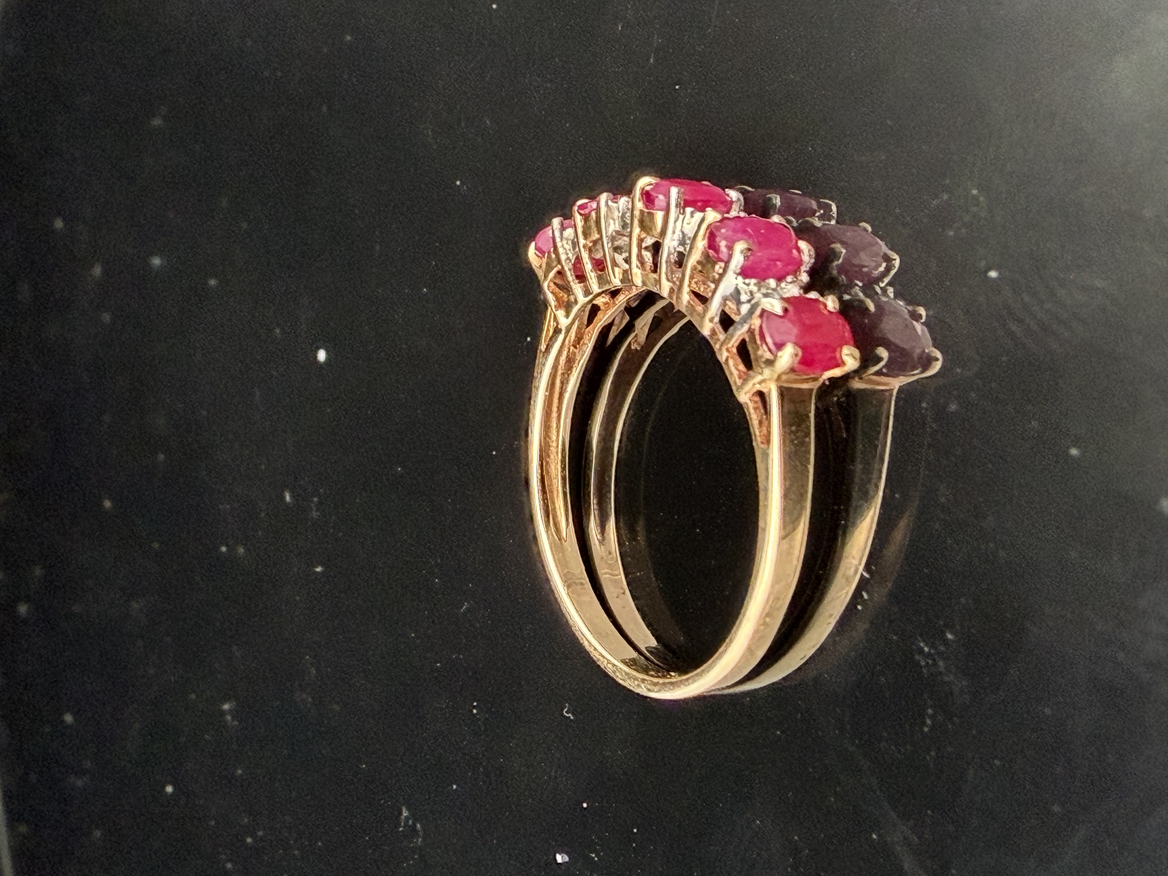 Estate 10K Yellow Gold Natural Ruby and Diamond Ring