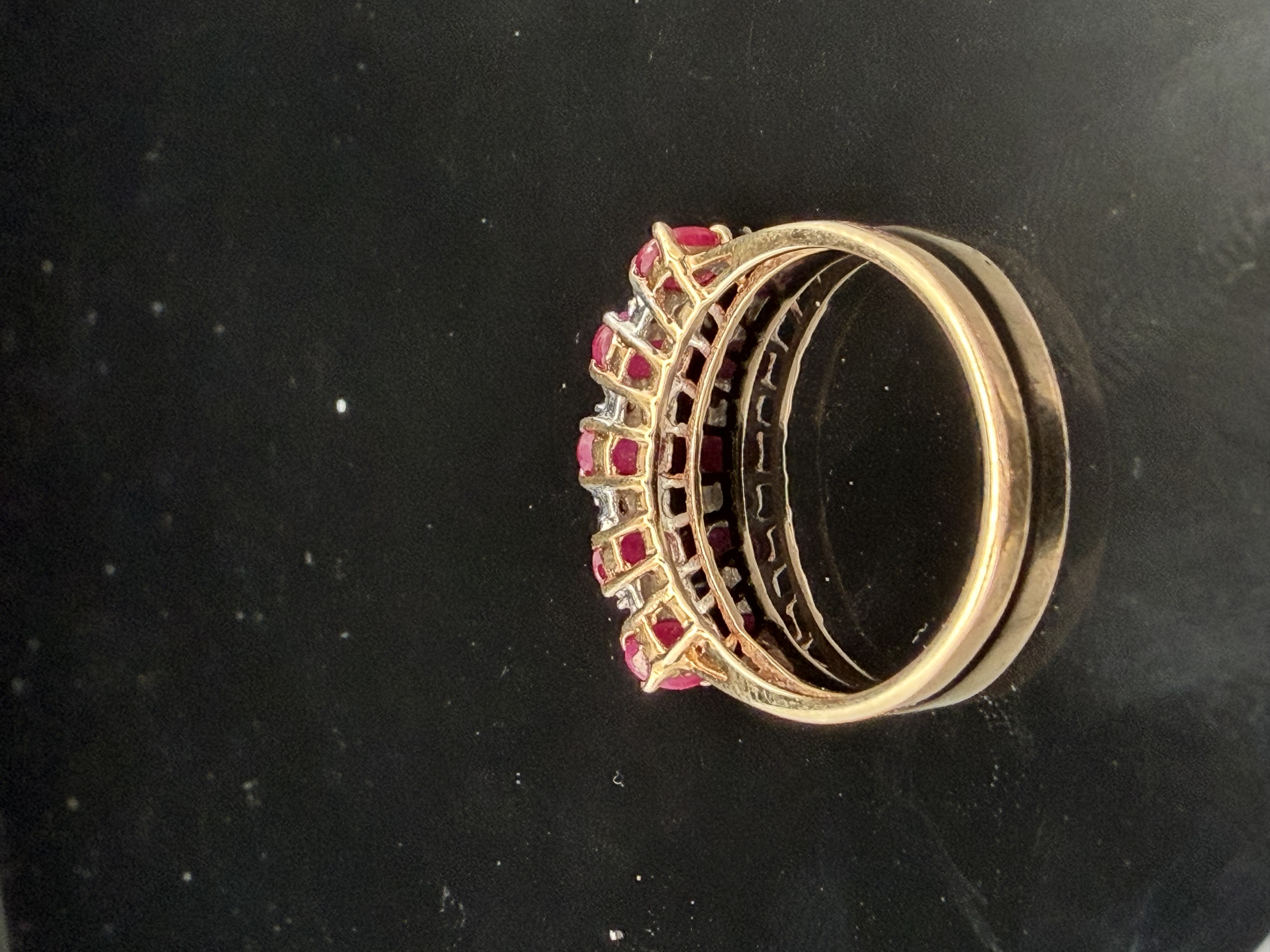 Estate 10K Yellow Gold Natural Ruby and Diamond Ring