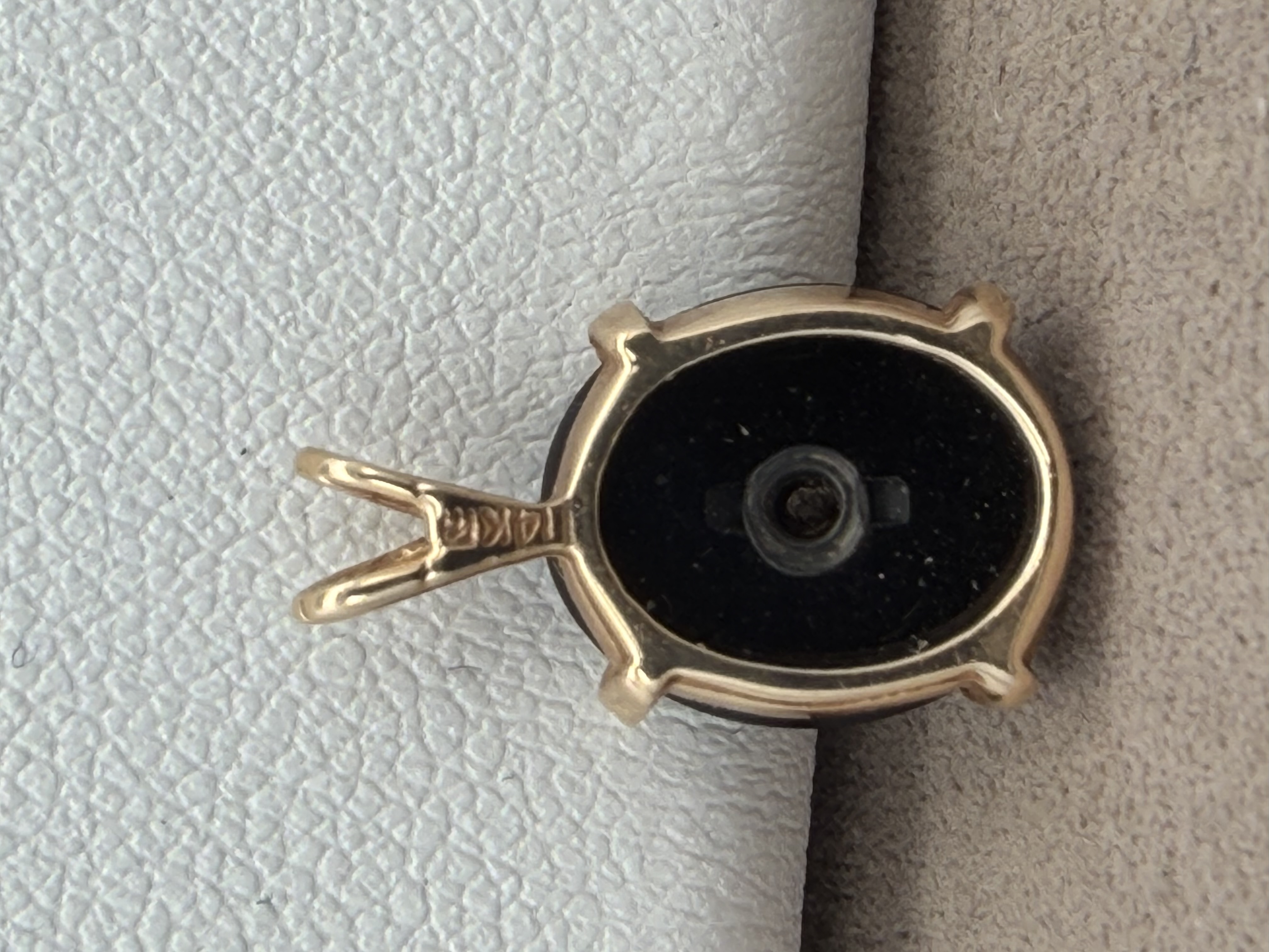Estate 14K Yellow Gold Onyx and Diamond Pendant