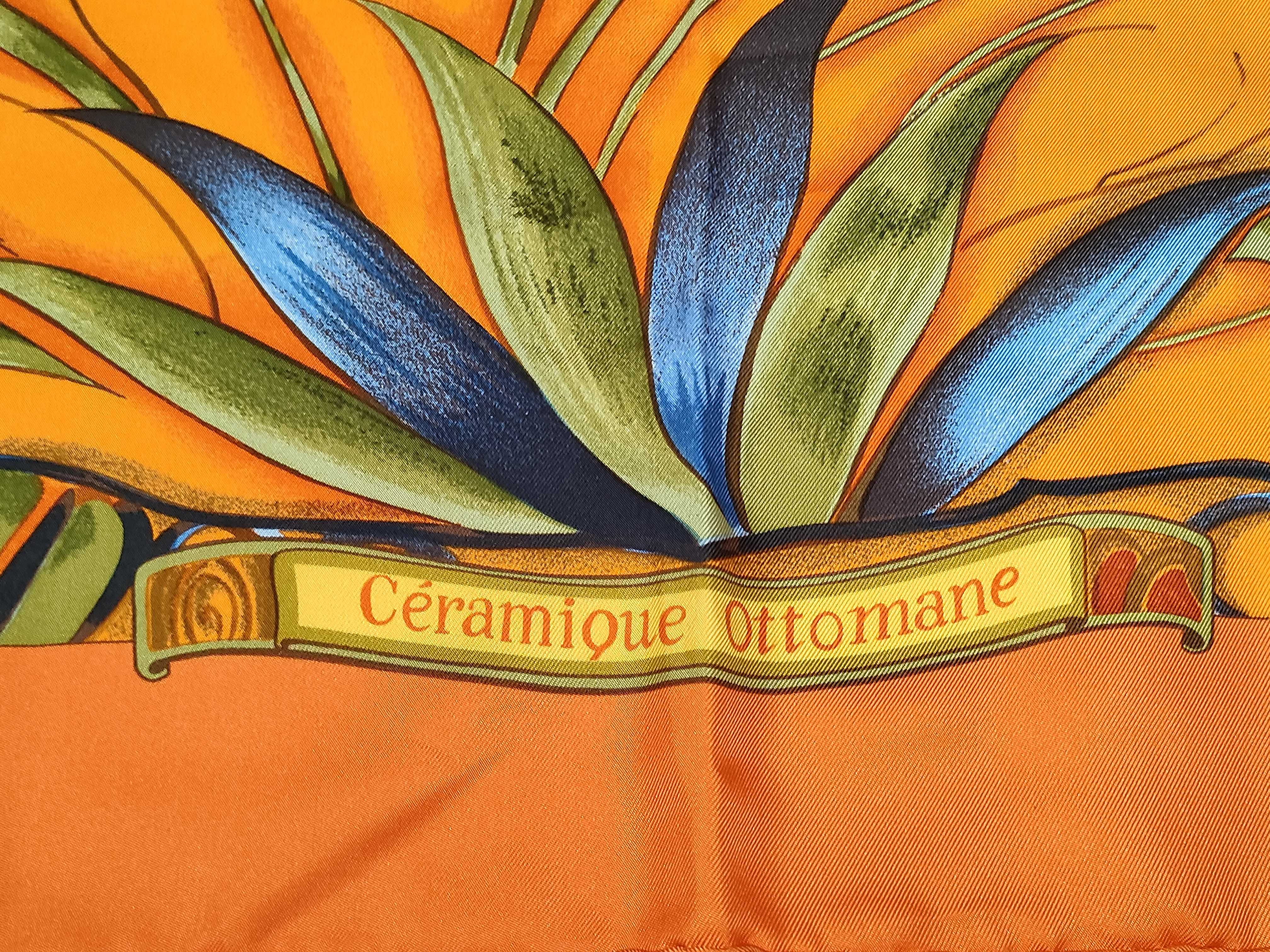 Hermès Céramique Ottomane Silk Scarf in Orange