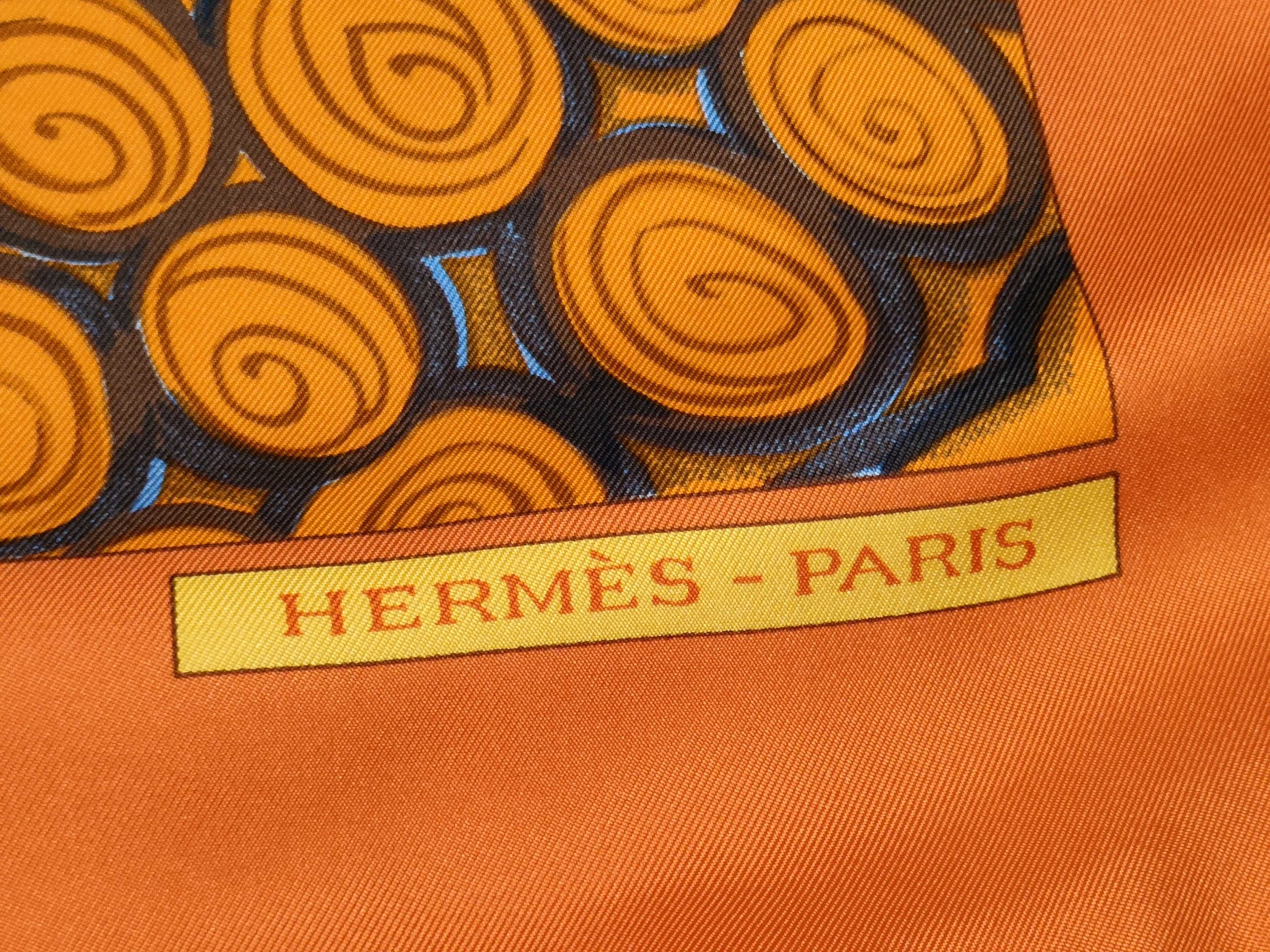 Hermès Céramique Ottomane Silk Scarf in Orange