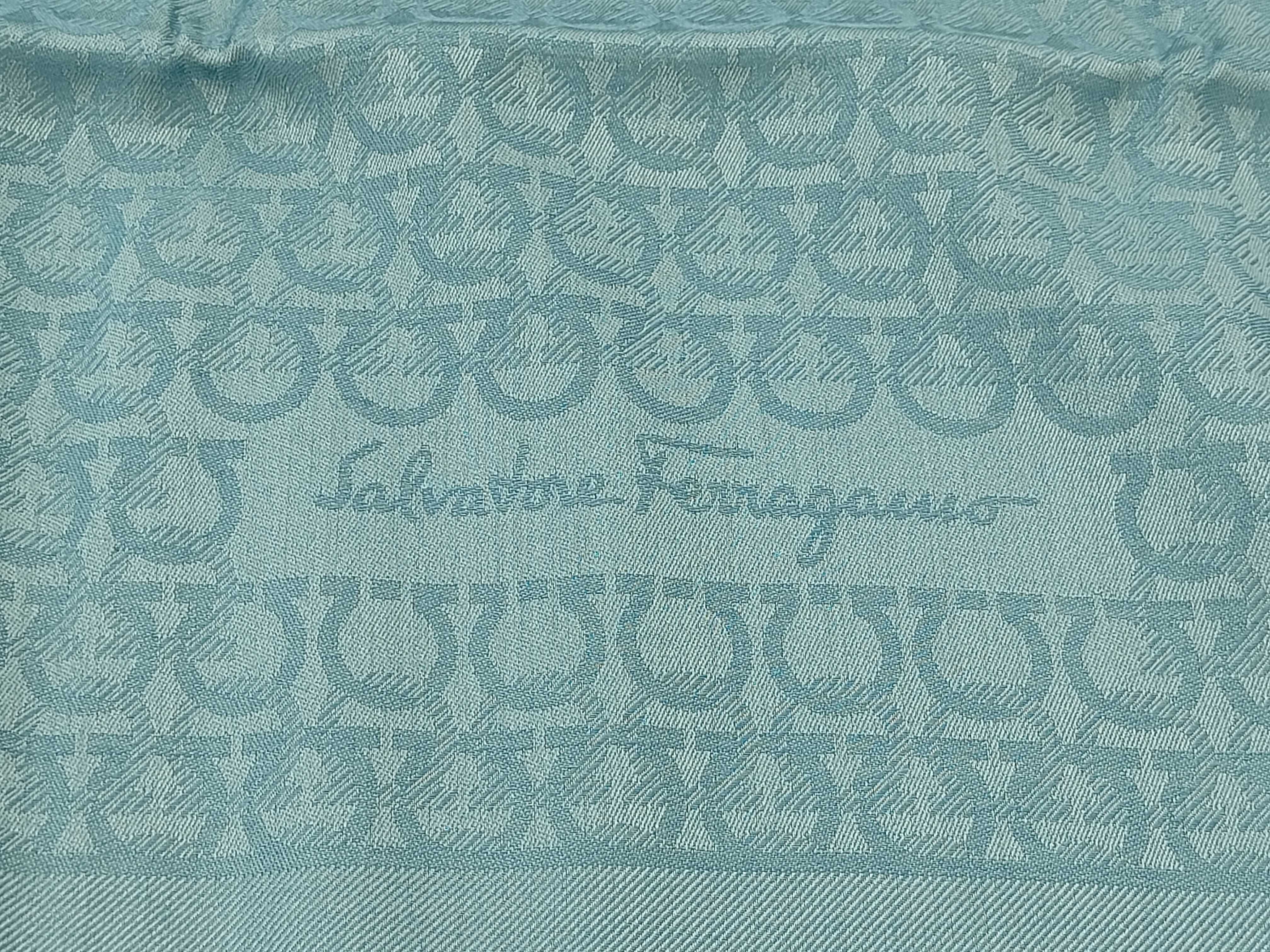 Salvatore Ferragamo Silk and Wool Gancini Jacquard Scarf with Original Box