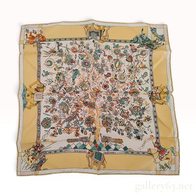 Herm&egrave;s Fantaisies Indiennes Silk Pocket Square. An Herm&egrave;s silk pocket square in the Fantaisies 