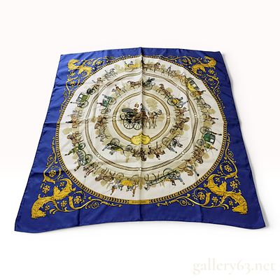 Herm&egrave;s Silk Scarf La Promenade de Longchamps by Philippe Ledoux. A vintage silk twill scarf from 